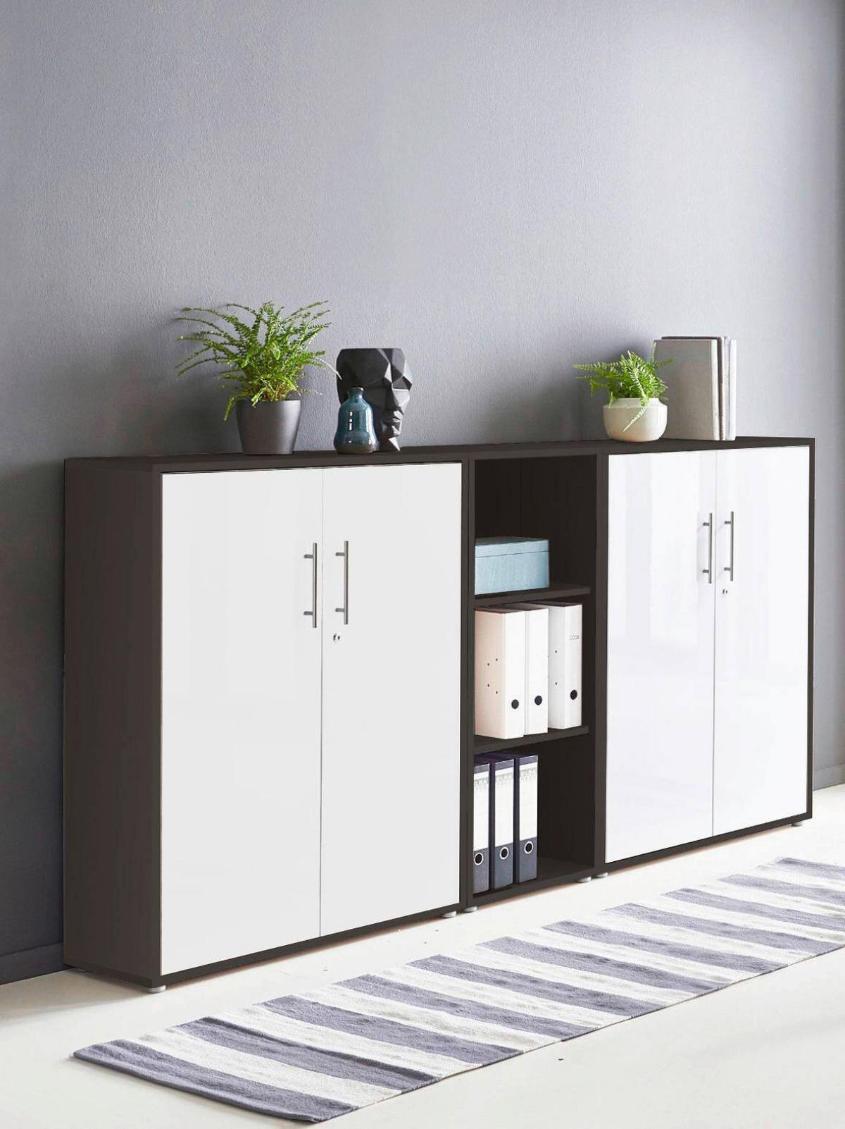 AKTENSCHRANK OFFICE EDITION - SW SET 8 - Anthrazit/Weiß, MODERN, Holzwerkstoff (212,9/113,6/33cm) - MID.YOU