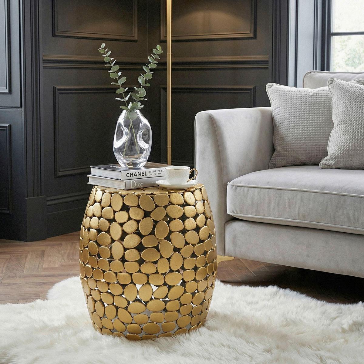 BEISTELLTISCH WL7.368 - Goldfarben, Design, Metall (40/46/40cm) - Livetastic