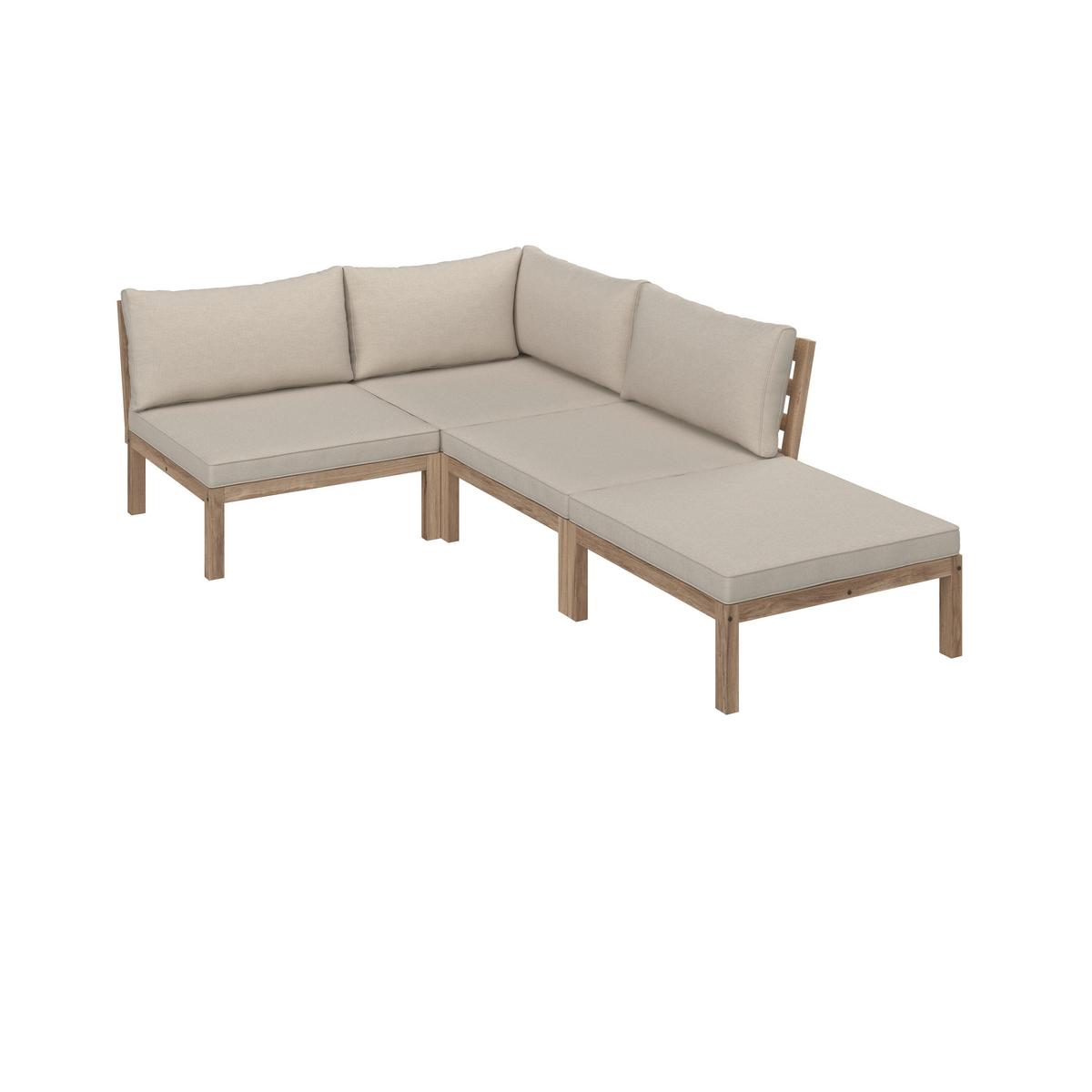 Loungegarnitur Lina Creme Echtholz/Outdoorstoff - Creme/Akaziefarben, MODERN, Holz/Textil (250/250cm) - Bessagi Garden