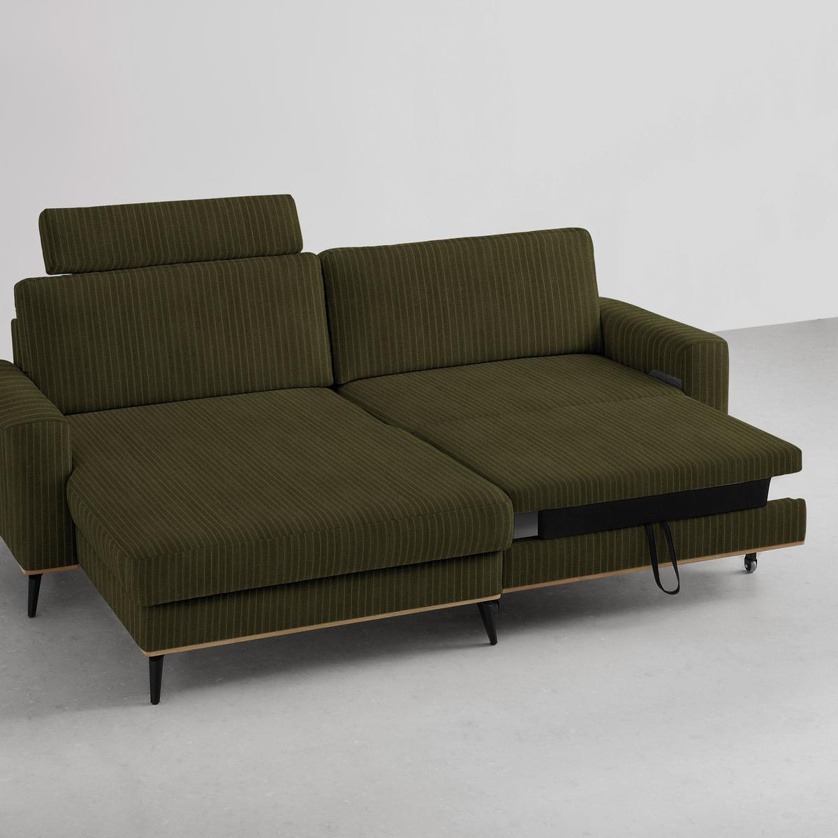 Wohnlandschaft Romeo Dunkelgrün - Dunkelgrün/Schwarz, KONVENTIONELL, Textil/Metall (167/87/234cm) - Zandiara