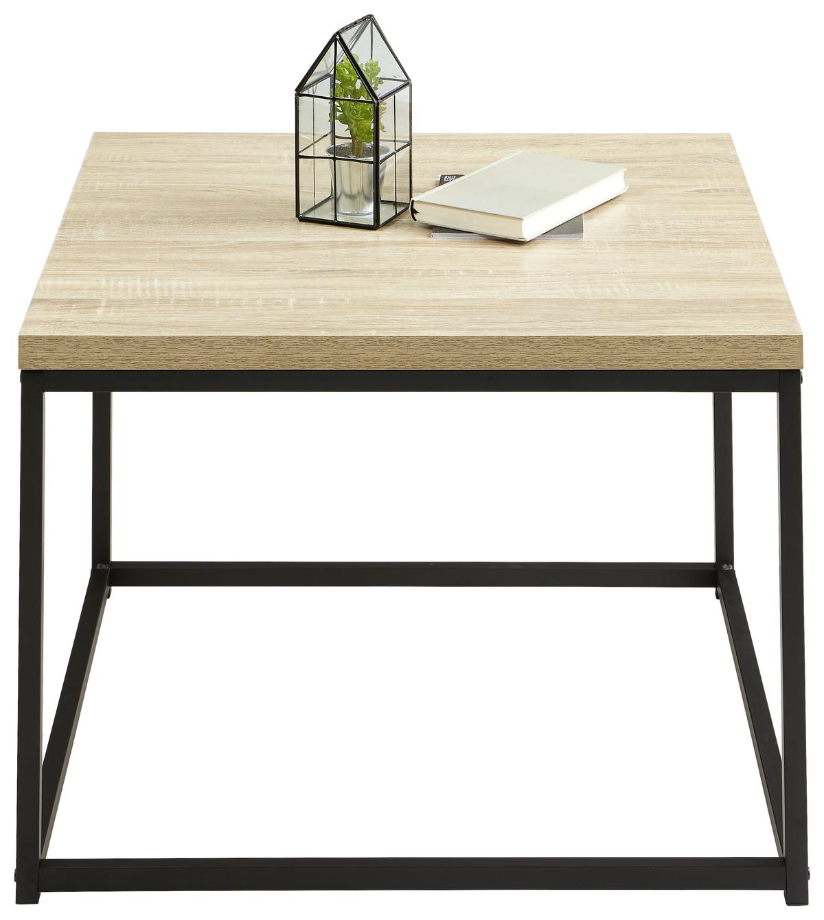 STOLIK KAWOWY MASSA - czarny/kolor dębu sonoma, Lifestyle, materiał drewnopochodny/metal (70/70/48cm) - MID.YOU