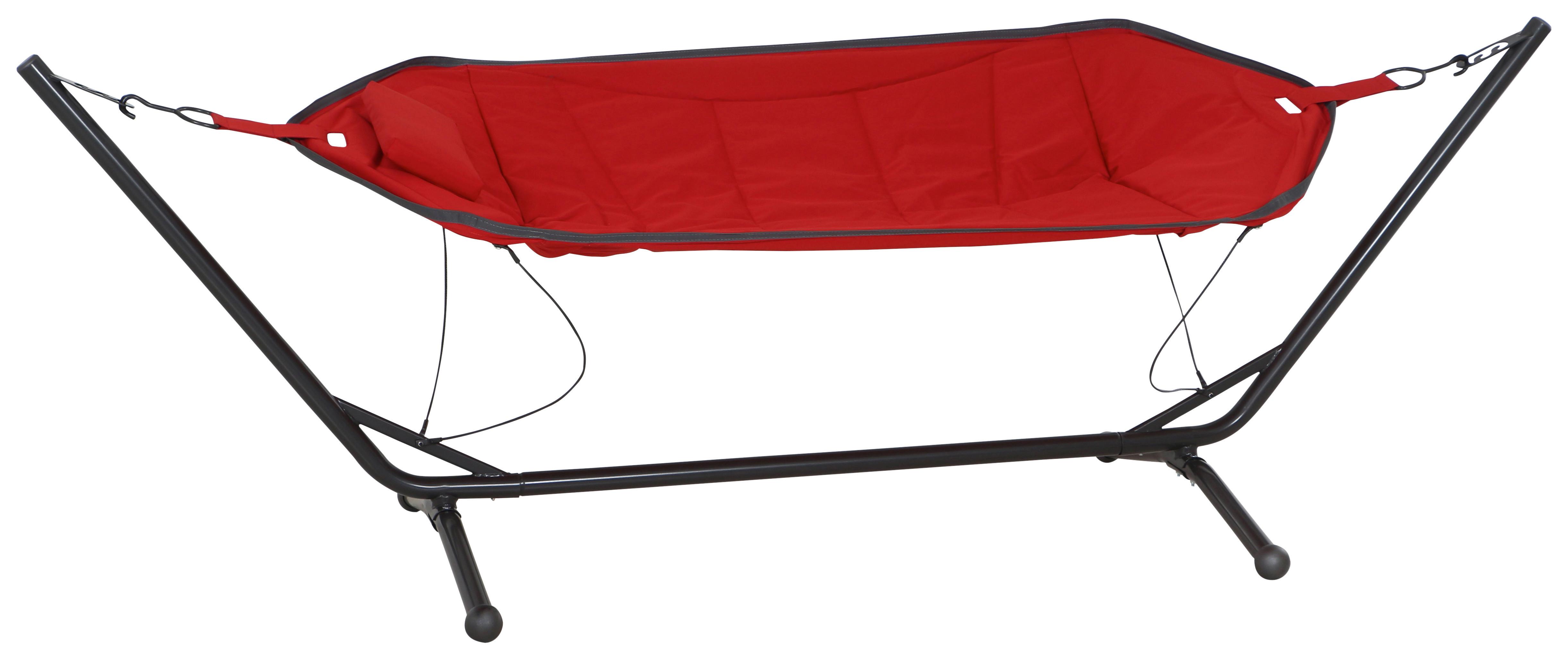 Hängematte Bahia ca. 105x305 cm Rot/Grau - Dunkelgrau/Rot, KONVENTIONELL, Textil/Metall (105/104/305cm) - Siena Garden