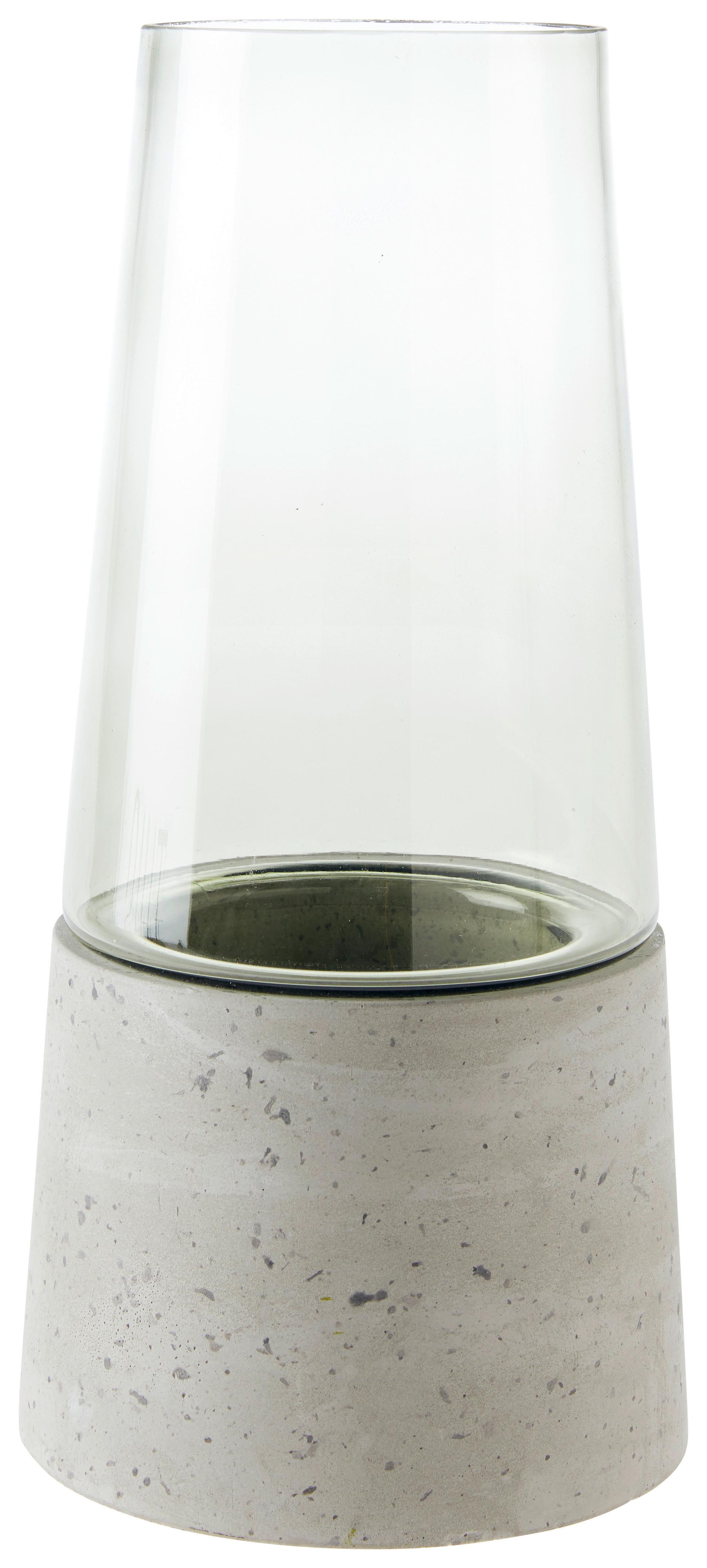 Vaza Eda -Paz- - prozorno/svetlo siva, Moderno, kamen/steklo (14,3/30cm) - Modern Living