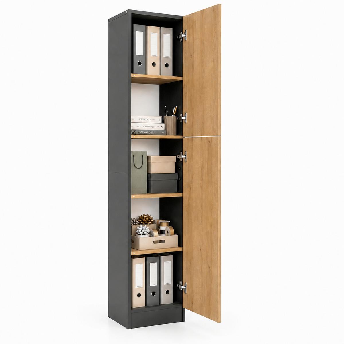 Aktenschrank Dilos L - Honigeiche/Anthrazit, Modern, Holzwerkstoff (38/183/32cm) - MID.YOU