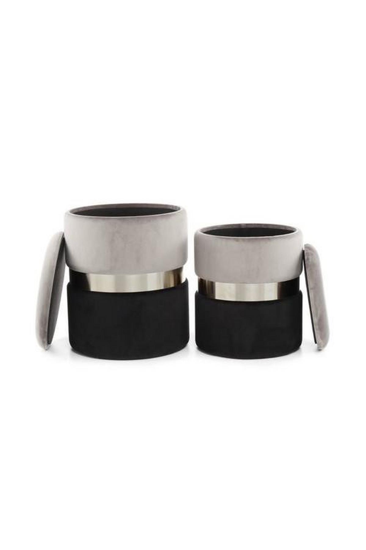 HOCKERSET 9TY9J - Schwarz/Grau, Basics, Kunststoff/Textil - Kayoom