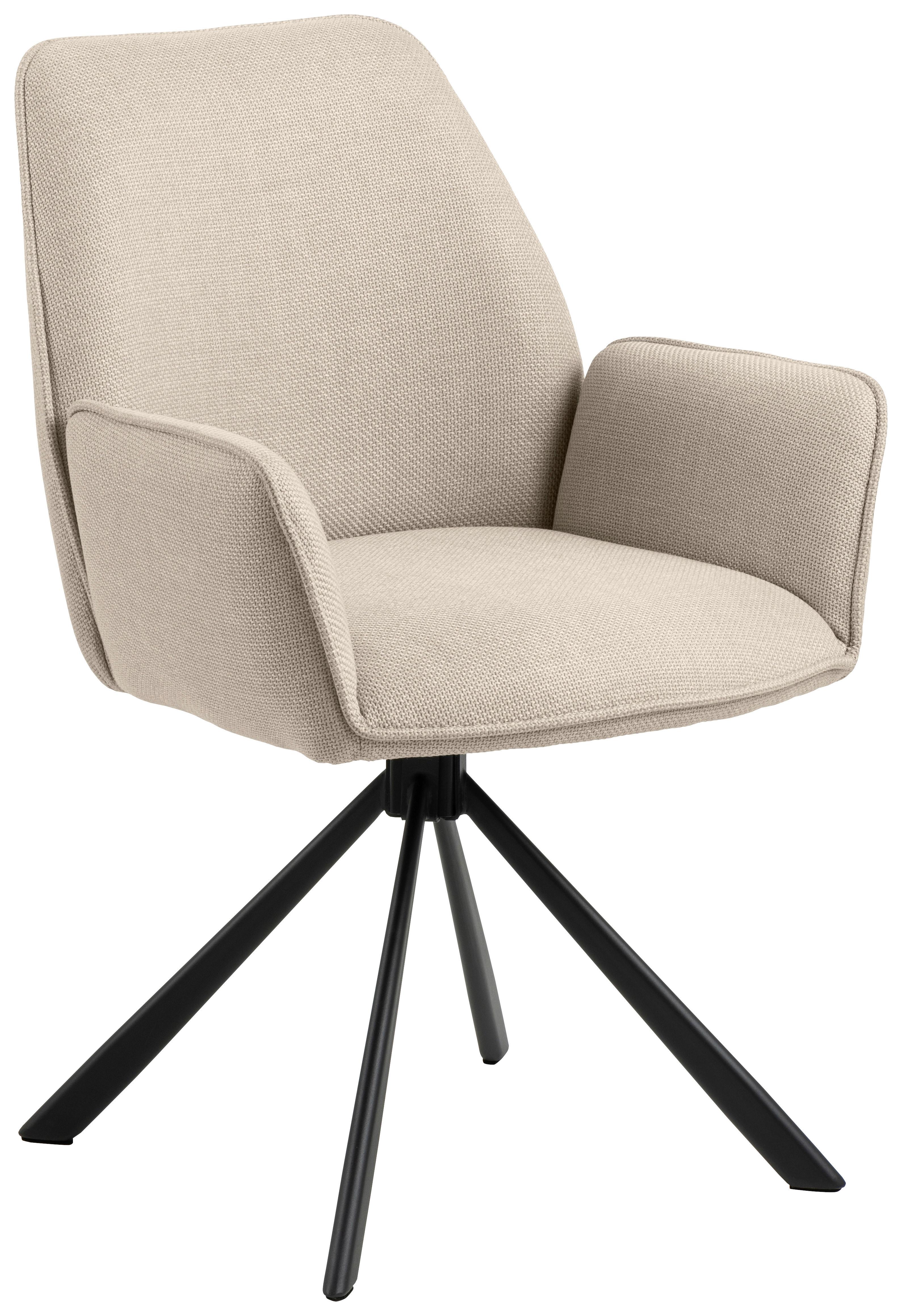 KRZESŁO Z PODŁOKIETNIKAMI GLENDA - beżowy/czarny, Trend, metal/tkanina (61/88,5/63cm) - MID.YOU