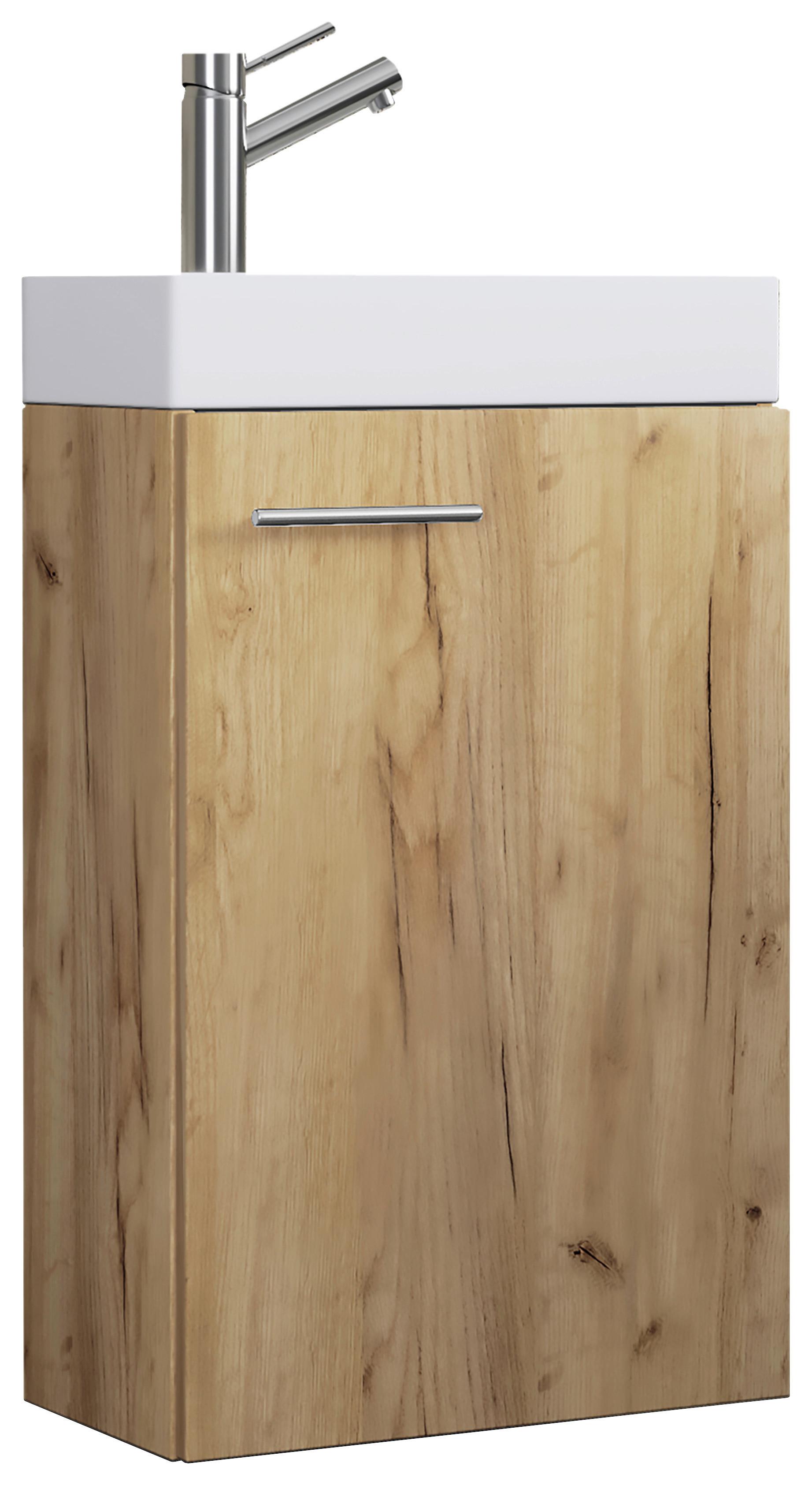 Waschtischkombi Slito ca. 41 cm Honig-Eiche - Honigeiche/Weiß, MODERN, Keramik/Holzwerkstoff (40,5cm) - MID.YOU