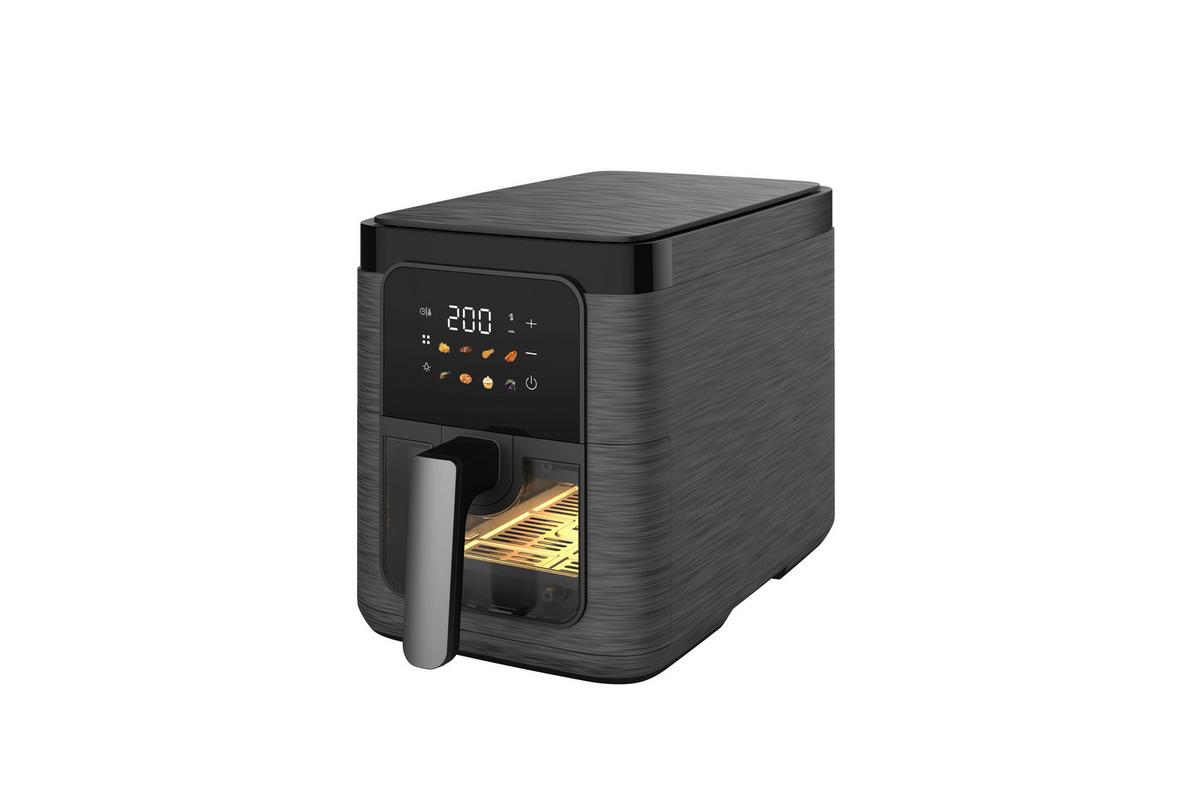 Heißluftfritteuse Schwarz max. 1500 Watt - Schwarz, Trend, Glas/Kunststoff (22,7/45/28,3cm)