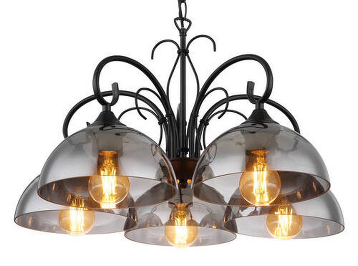 Hängeleuchte Cottage Schwarz max. 40 Watt - Schwarz, KONVENTIONELL, Glas/Metall (56/120cm) - Globo