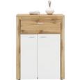 Schuhschrank in Weiß/Eichefarben - Eichefarben/Silberfarben, MODERN, Holzwerkstoff/Kunststoff (75/102/38cm) - Premium Living Schuhschrank in Weiß/Eichefarben - Eichefarben/Silberfarben, MODERN, Holzwerkstoff/Kunststoff (75/102/38cm) - Premium Living