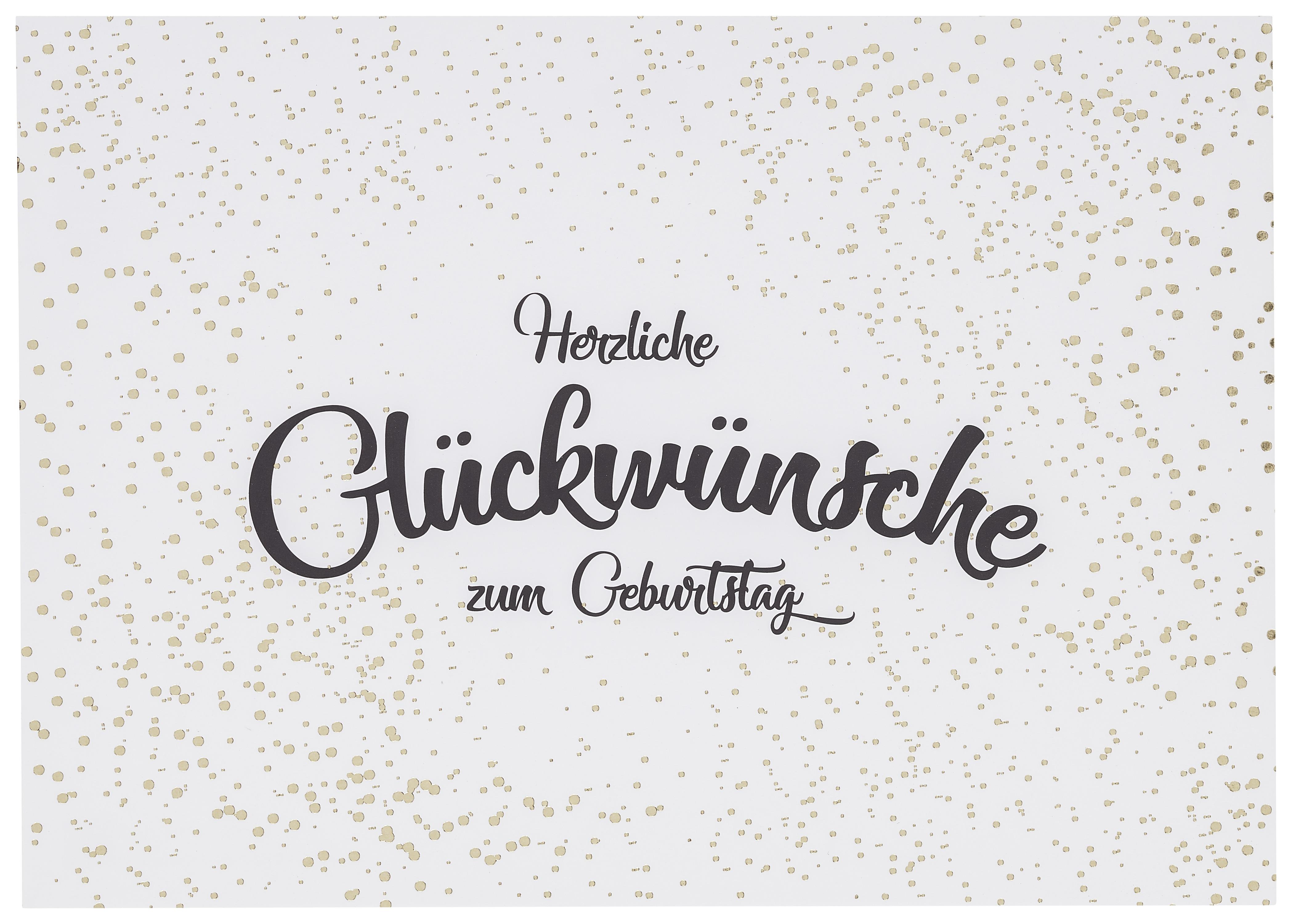 POSTKARTE Herzlichen Glückwunsch - Goldfarben/Weiß, Papier (14,8/10,5cm)