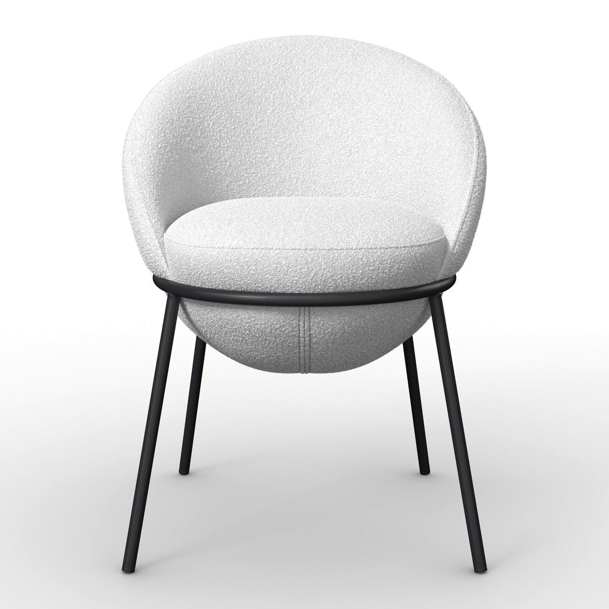 Armlehnstuhl Zoa Creme Struktur Gepolstert - Creme/Schwarz, MODERN, Holz/Textil (57/85/61cm) - Bessagi Home