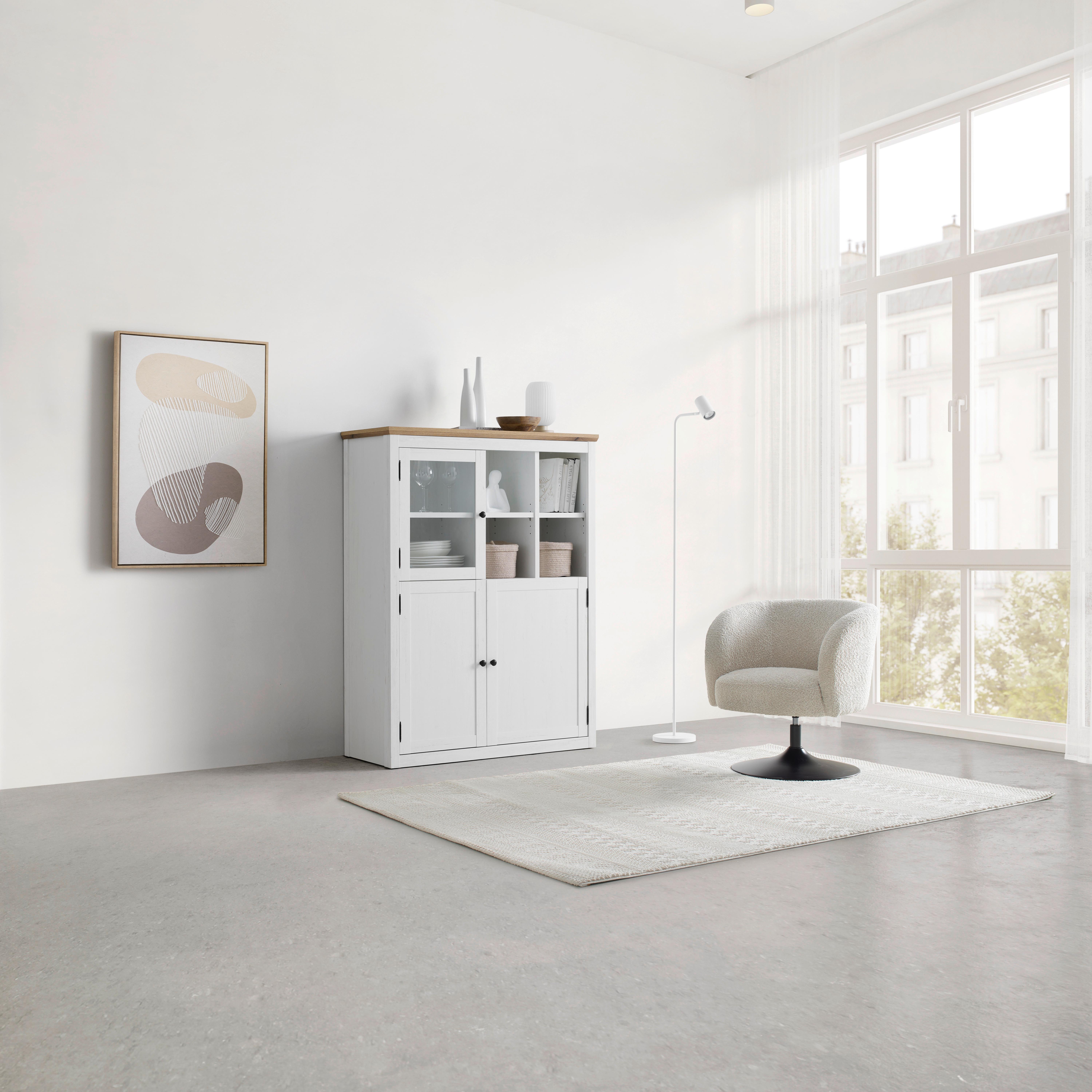 HÖG BYRÅ KORSIKA -EXKLUSIV- - vit/svart, Romantik / Lanthus, metall/trämaterial (105,5/140/43cm) - Mömax
