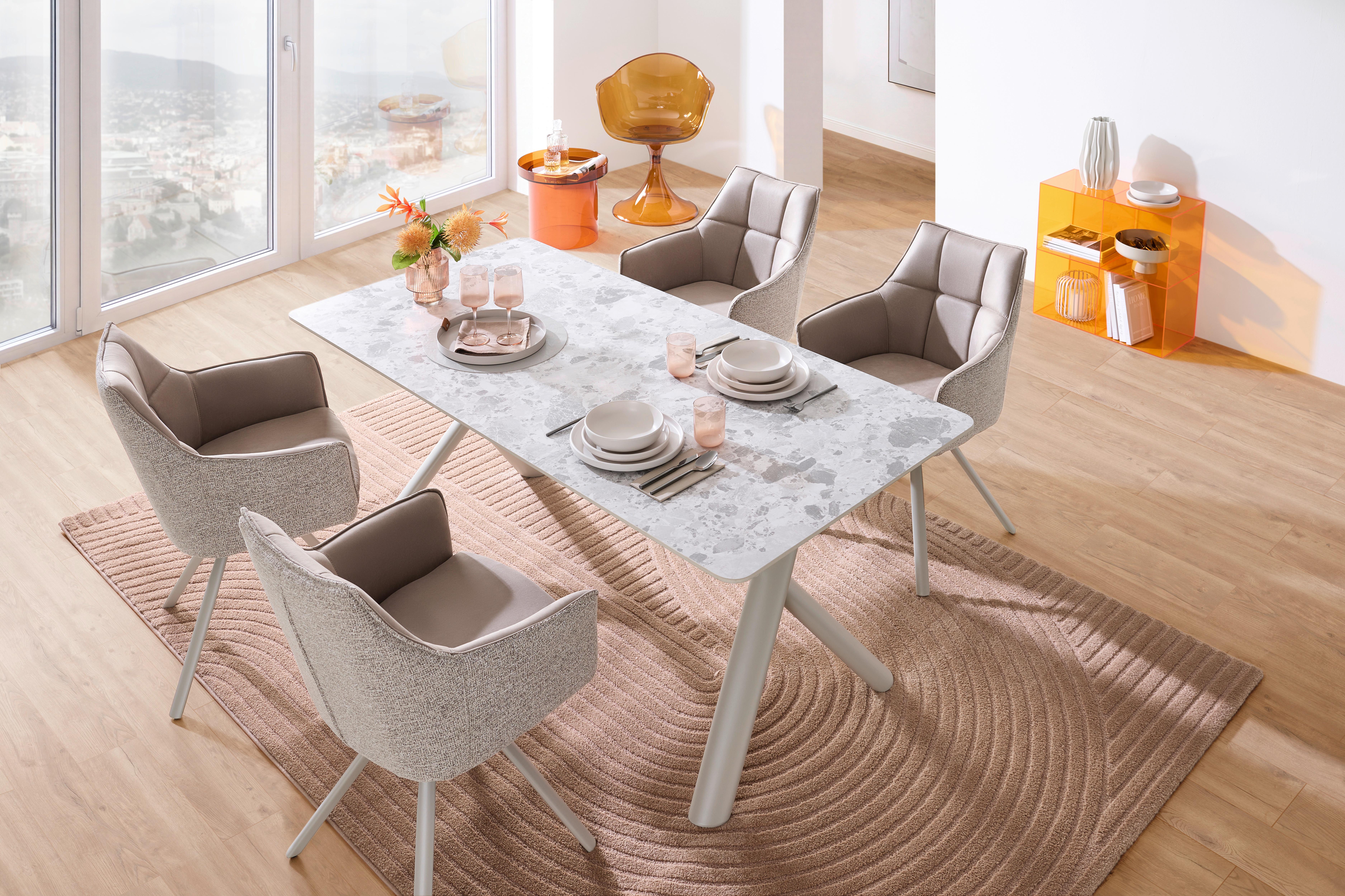 MATBORD ROBIN - beige/grå, Design, metall/sten (180/76/90cm) - Mömax