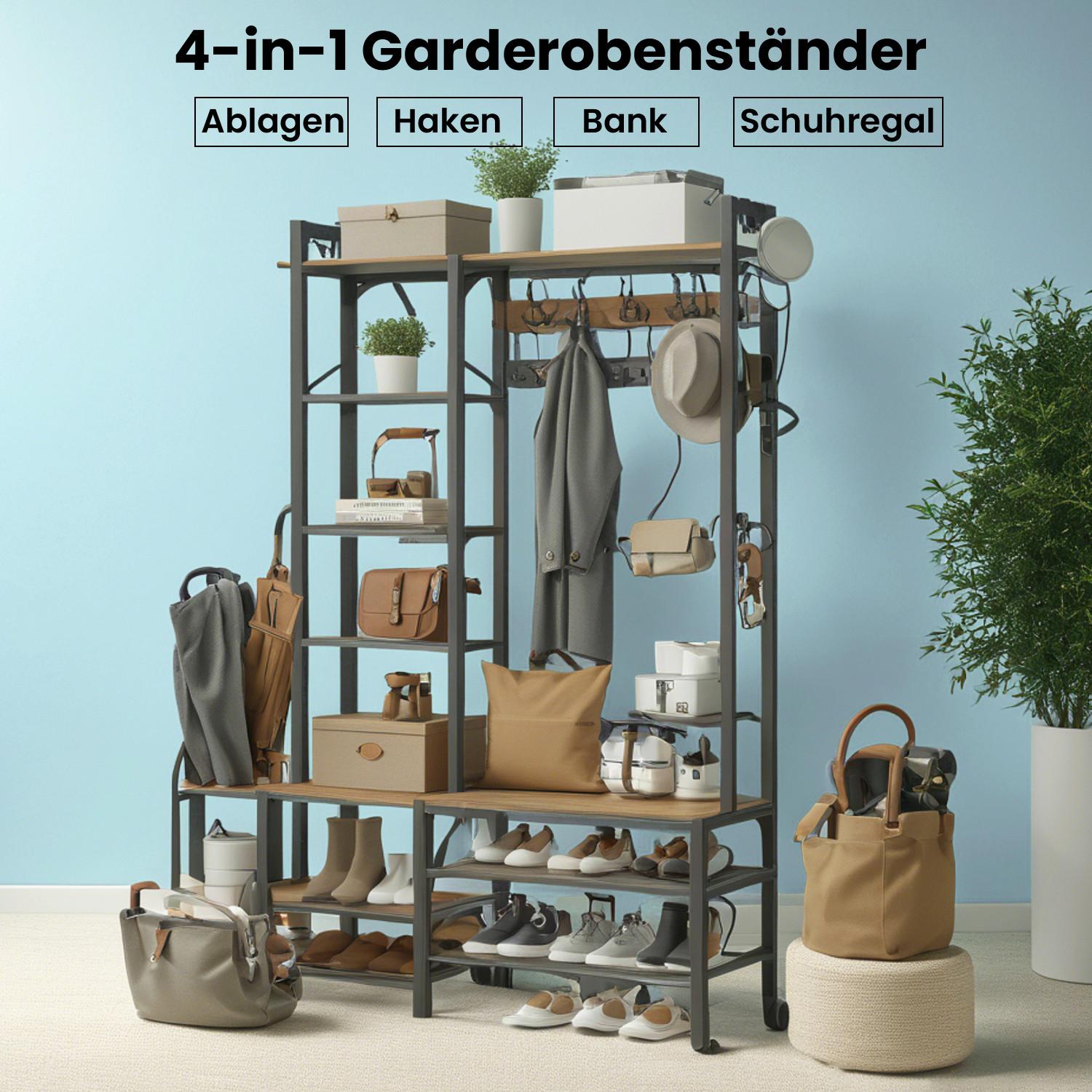 GARDEROBE HSR426B01 - Schwarz/Braun, Trend, Holzwerkstoff/Metall (80.4/181.6/30cm) - MID.YOU