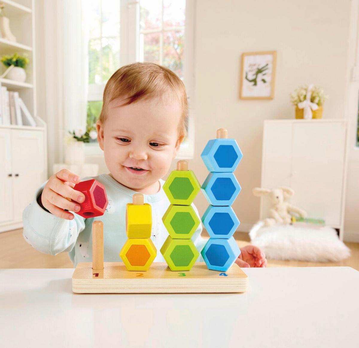 Építőjáték Hape - sárga/világoskék, Basics, faalapú anyag/fa (18/6/6cm) - Hape