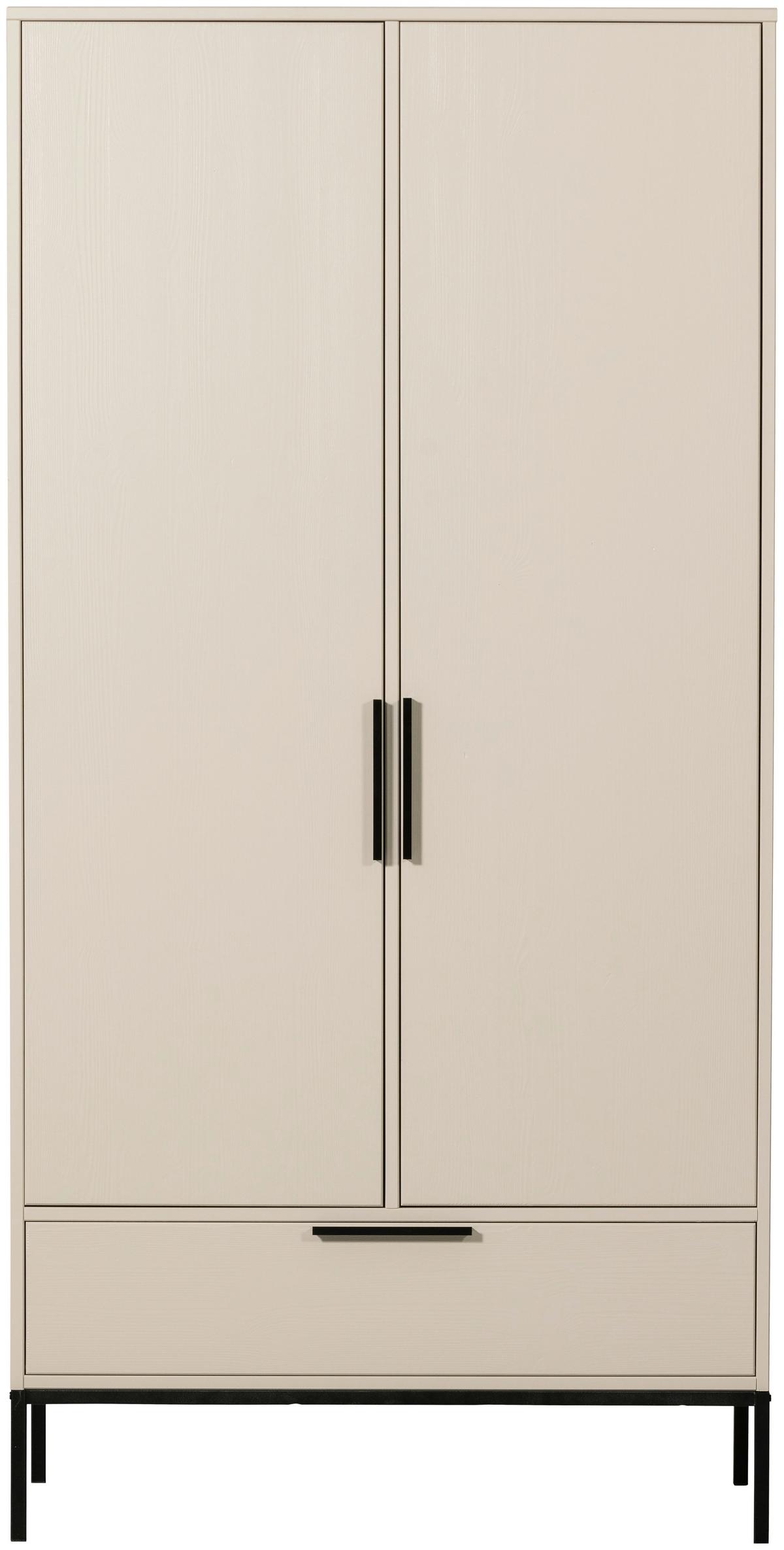 Garderobenschrank Adam Hellgrau B: 100 cm - Hellgrau/Schwarz, Design, Holz/Holzwerkstoff (100/200/53cm) - Livetastic