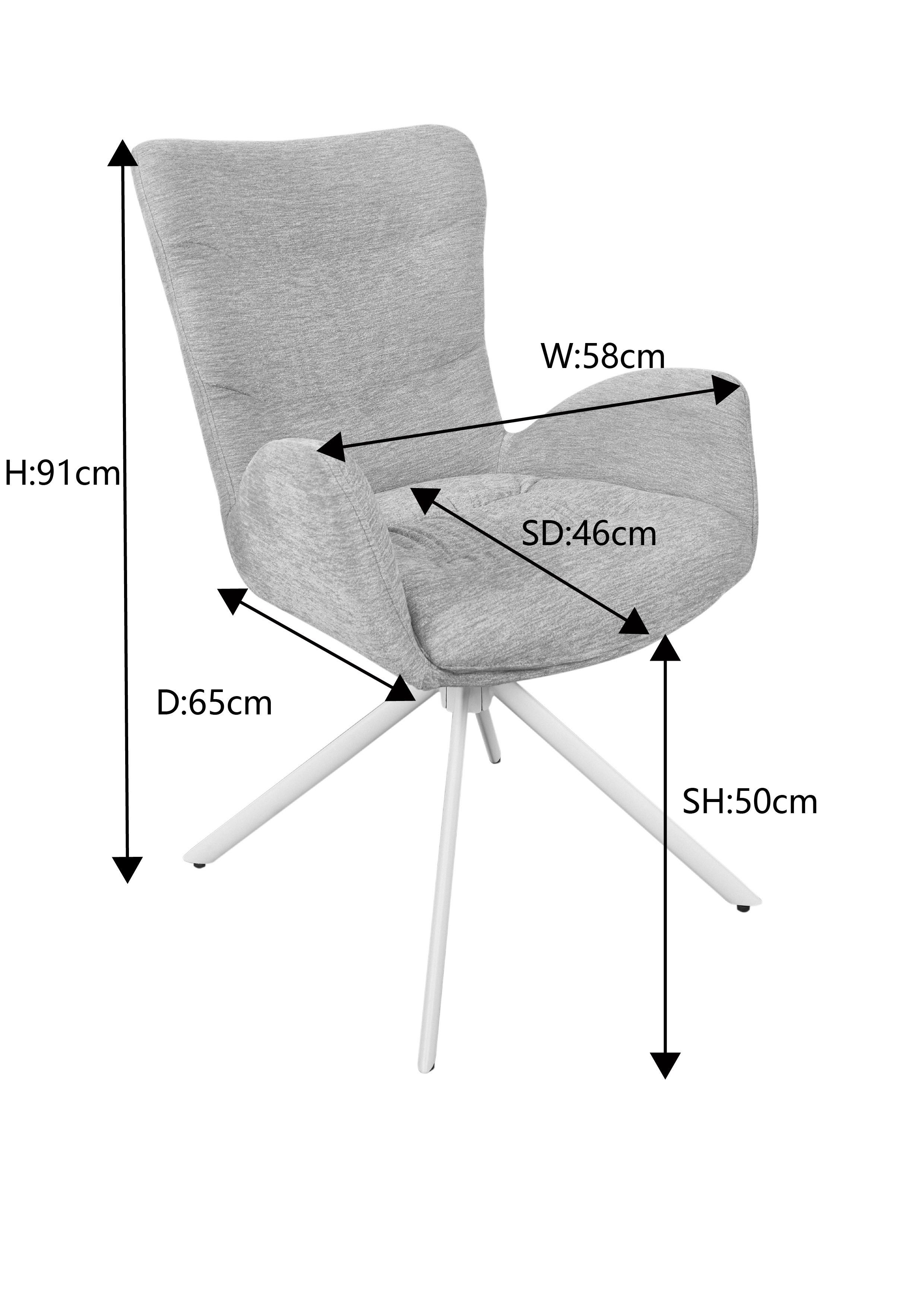 STOL MED ARMSTÖD STELLA - beige/grå, Design, metall/textil (58/91/65cm) - Mömax