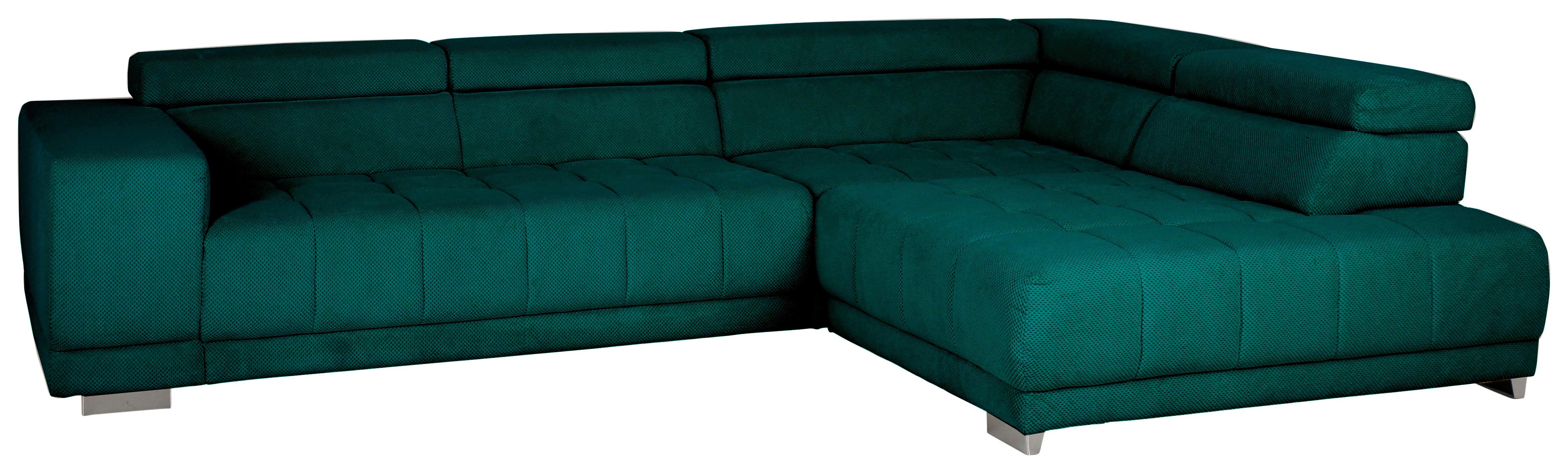 Wohnlandschaft Solero Türkis - Türkis/Chromfarben, LIFESTYLE, Textil (323/73/222cm) - Premium Living