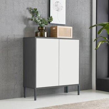Kommode Mailand Typ 4 Anthrazit/Weiß - Anthrazit/Weiß, MODERN, Holzwerkstoff/Metall (79/86/33cm) - MID.YOU