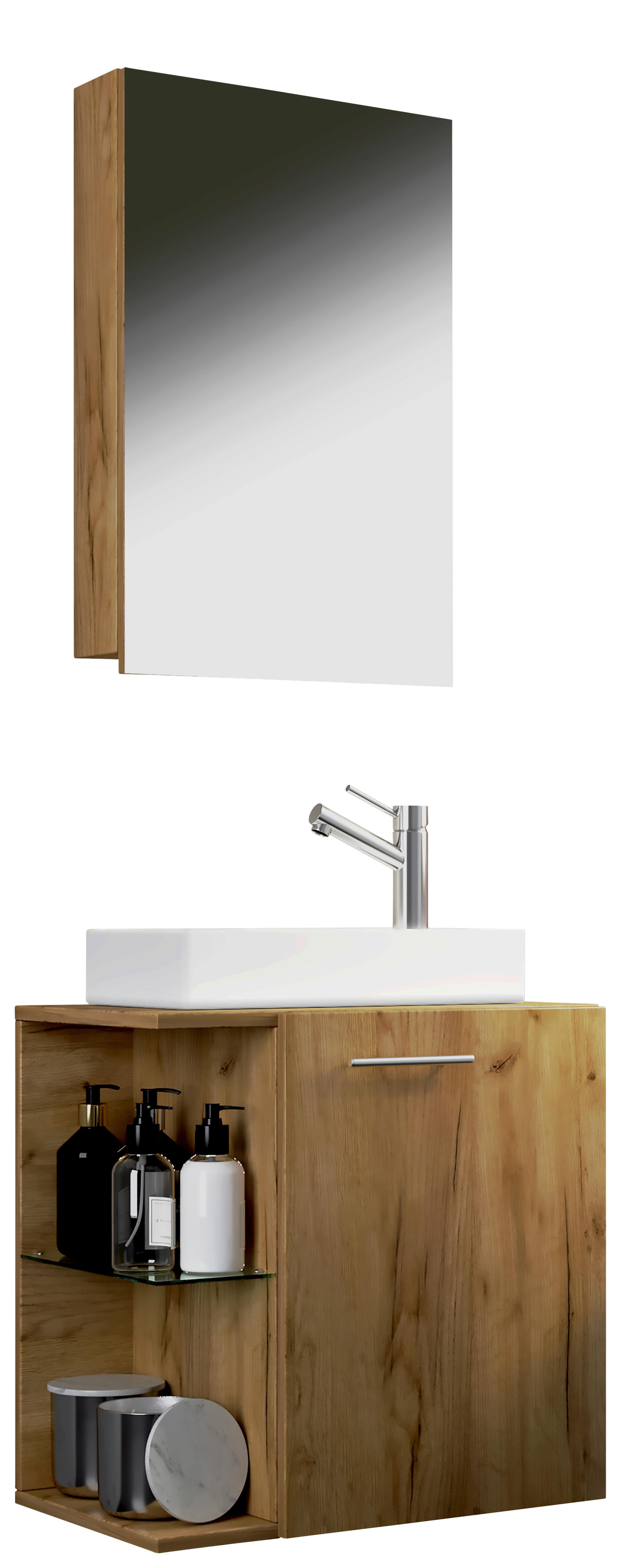 Kopalnica Hausa, Hrast - bela/medeni hrast, Moderno, leseni material/keramika (52cm) - MID.YOU