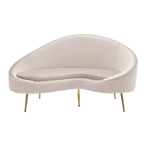 Sofa Lou Hellgrau Samt - Goldfarben/Hellgrau, MODERN, Textil/Metall (172/93/89cm) - Bessagi Home