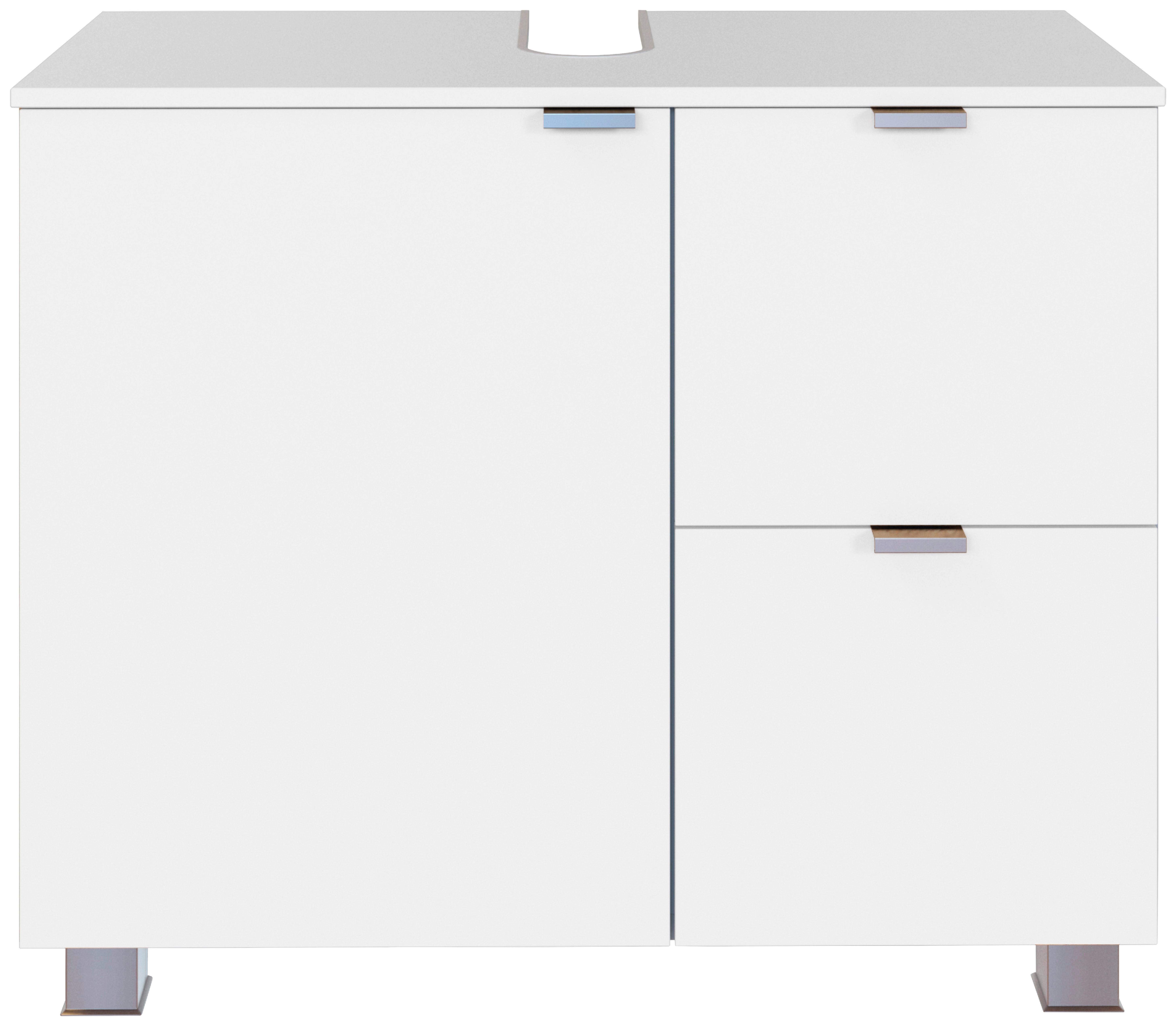 SZAFKA POD UMYWALKĘ BOGOTA - kolor srebrny/biały, Modern, materiał drewnopochodny (70/53/35cm) - Xora