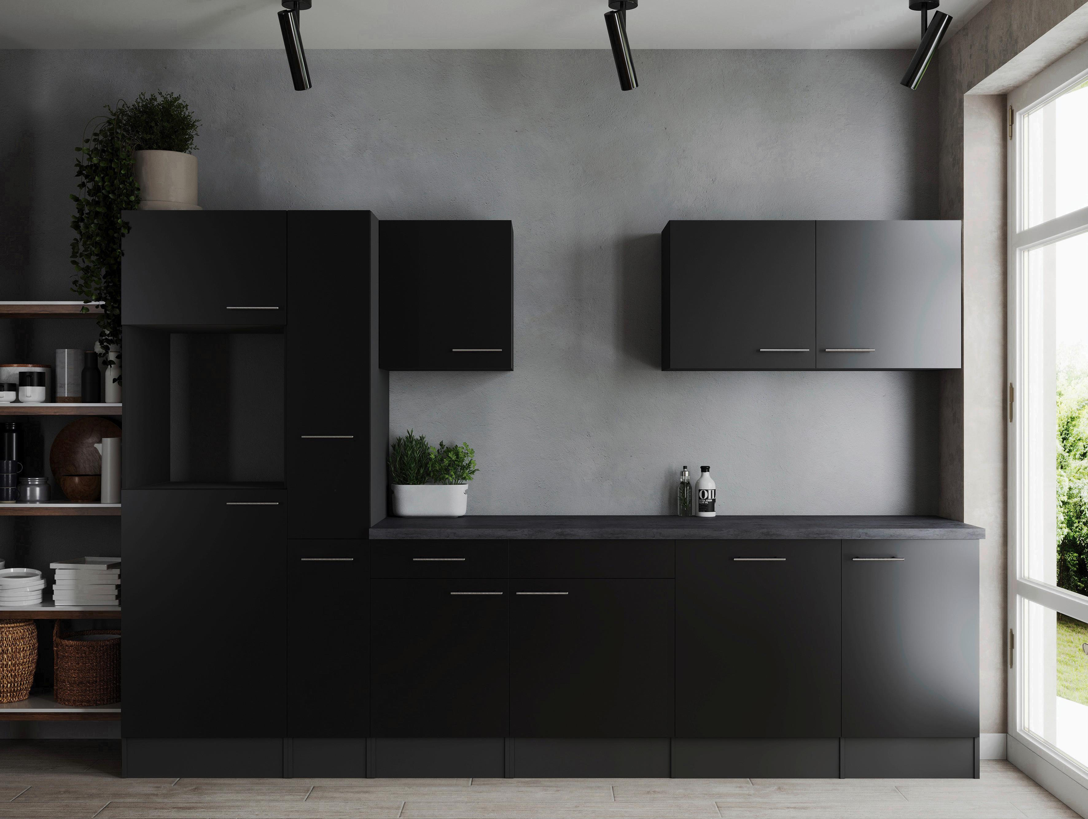 Kuhinjski Blok Brez Aparatov Oliver, 310cm - srebrne barve/črna, Design, kovina/leseni material (310cm) - Respekta