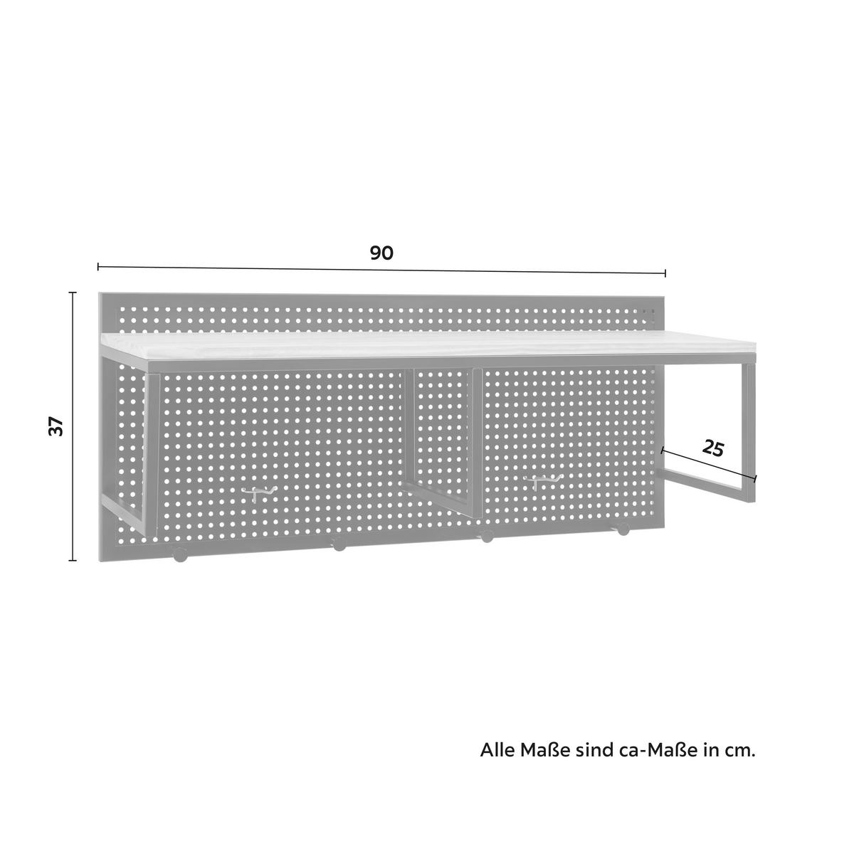Garderobe Lorenzo ca. 90x37 cm Metall/Kiefer - Schwarz/Kieferfarben, MODERN, Holz/Metall (90/37/25cm) - Bessagi Home