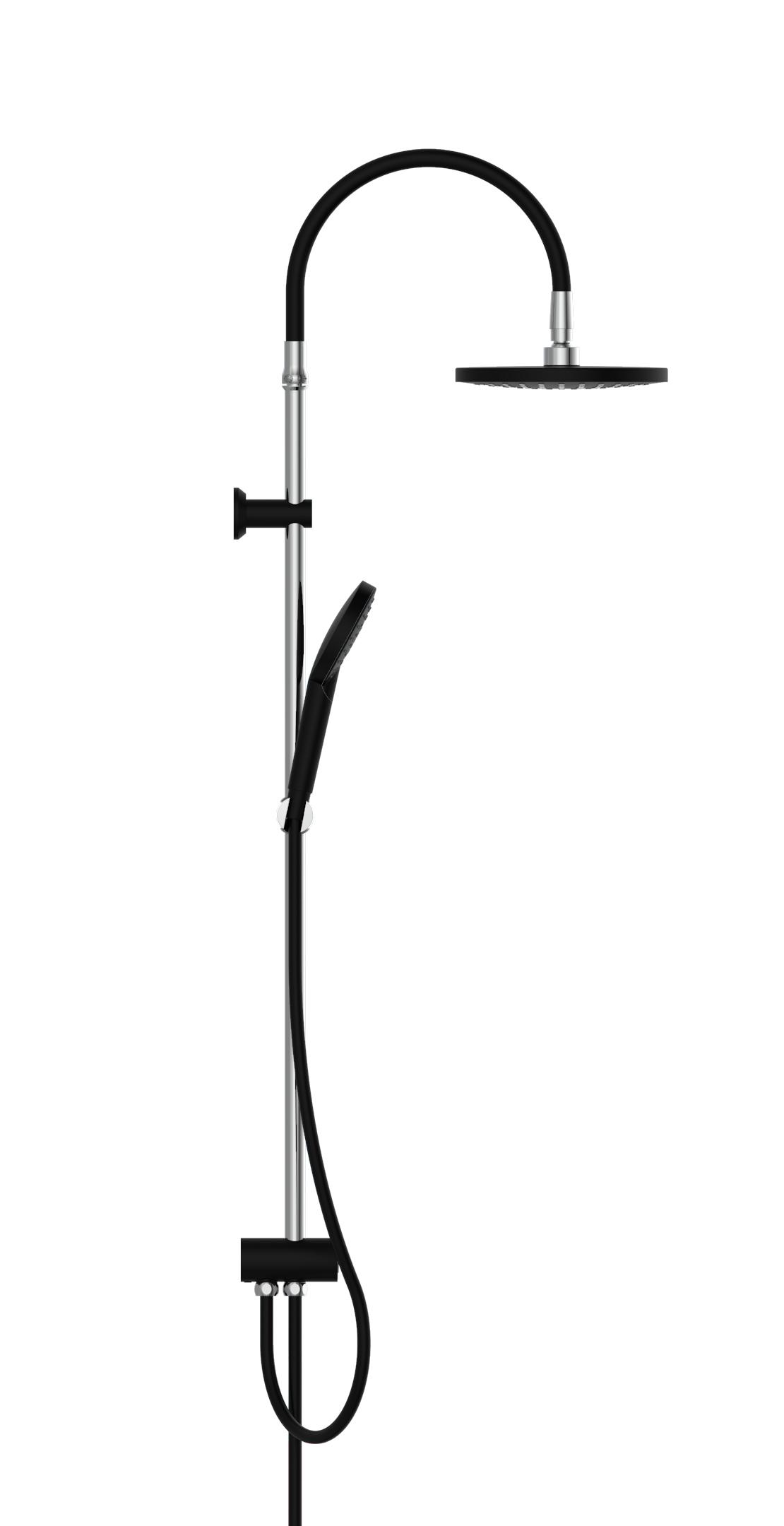 Überkopfbrauseset in Schwarz/Chromfarben - Chromfarben/Schwarz, Kunststoff (12,5/94,5/29,0cm) - Schütte