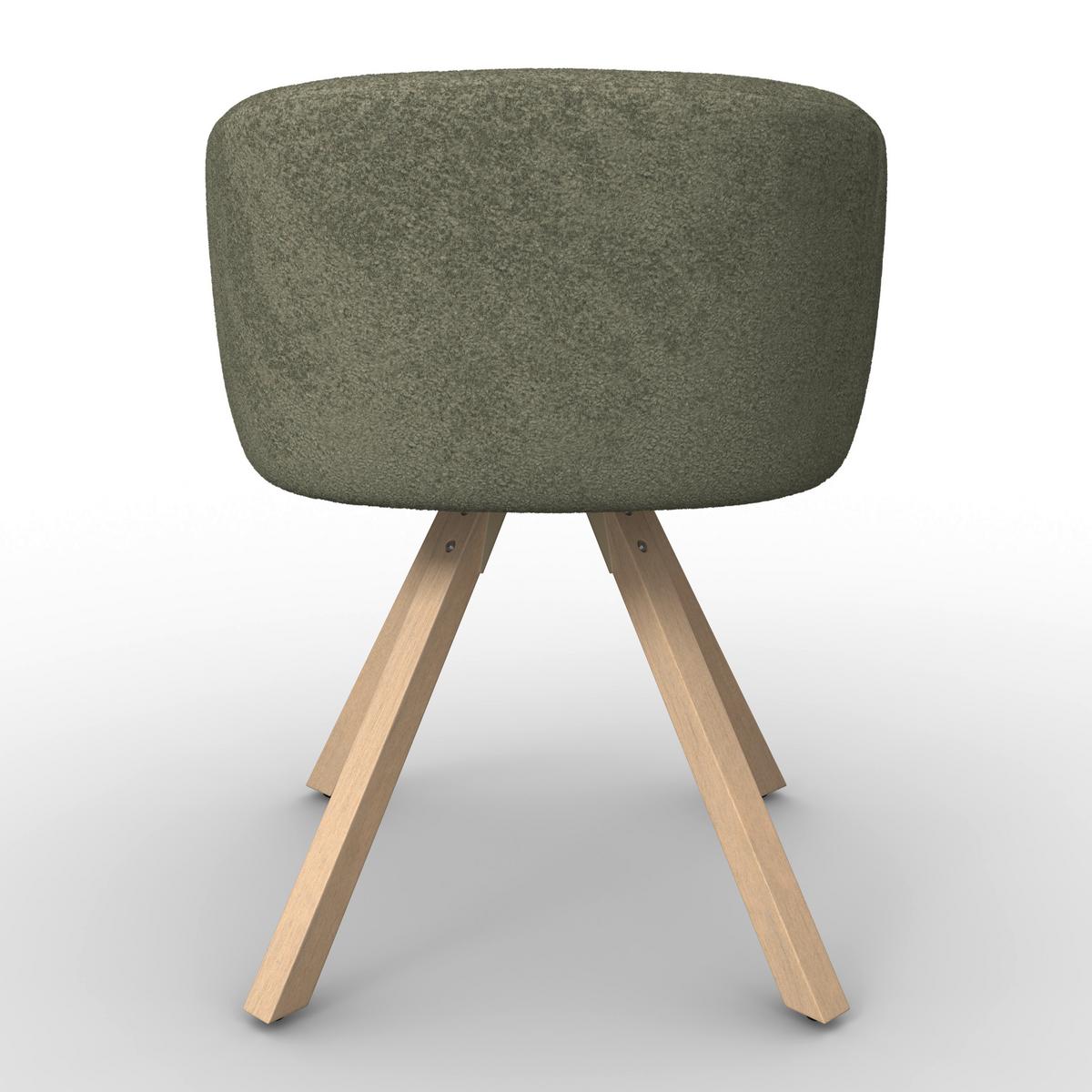 Armlehnstuhl Naya Grün Chenille Drehbar Gepolstert - Buchefarben/Grün, MODERN, Holz/Textil (62/65/81cm) - Bessagi Home