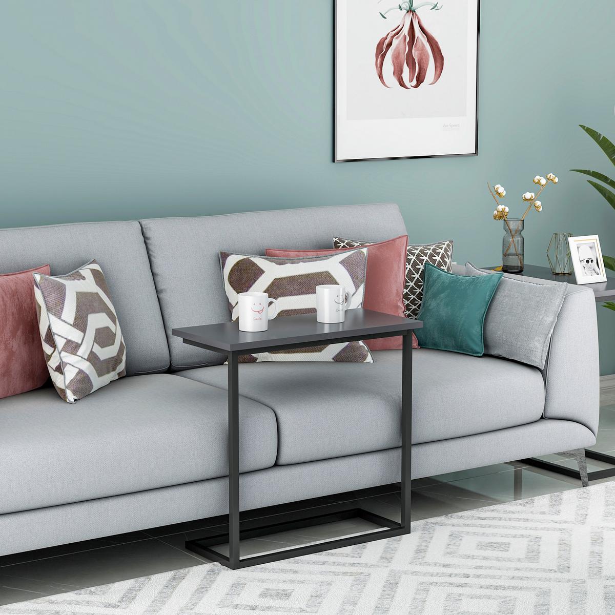 BEISTELLTISCH NARIN BEISTELLTISCH - Anthrazit/Schwarz, Design, Holzwerkstoff/Metall (64/30/62cm) - Livetastic