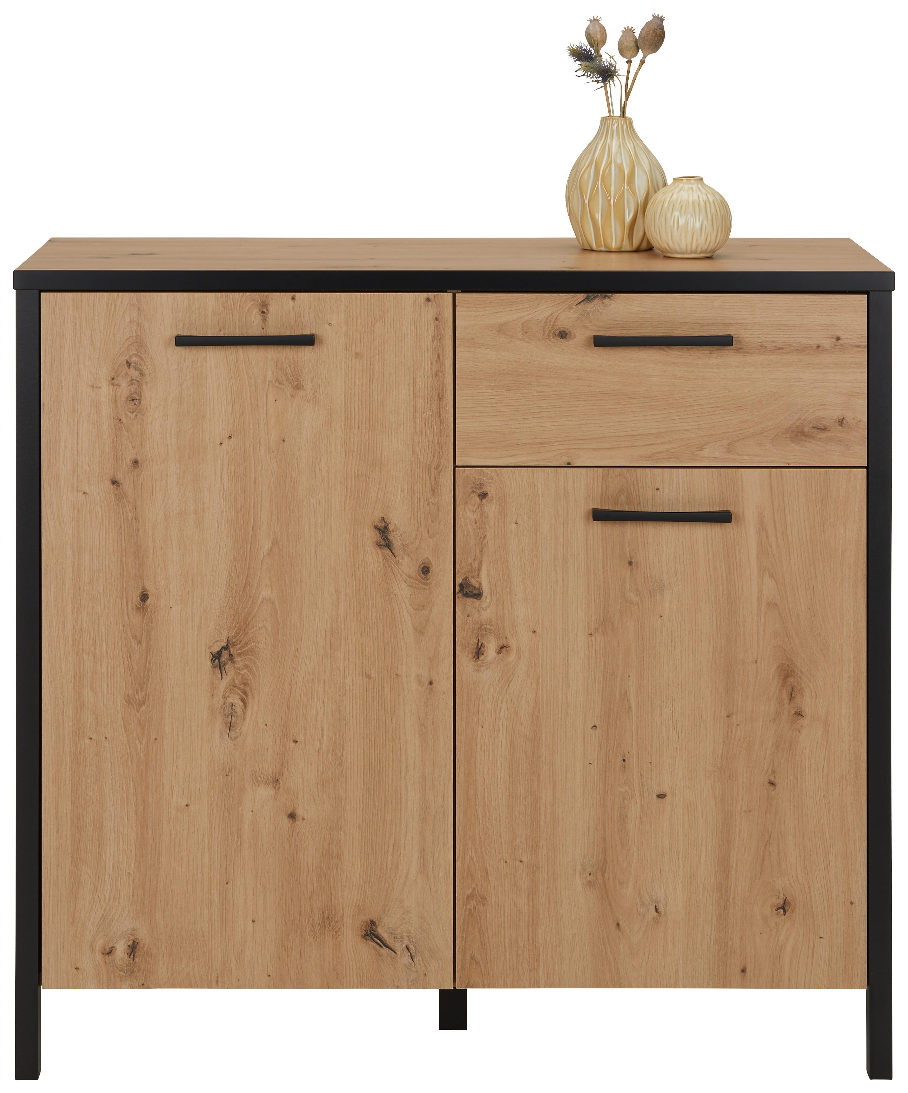 Kommode in Eichefarben/Schwarz - Eichefarben/Schwarz, LIFESTYLE, Holzwerkstoff/Kunststoff (95/88/40cm) - Mömax