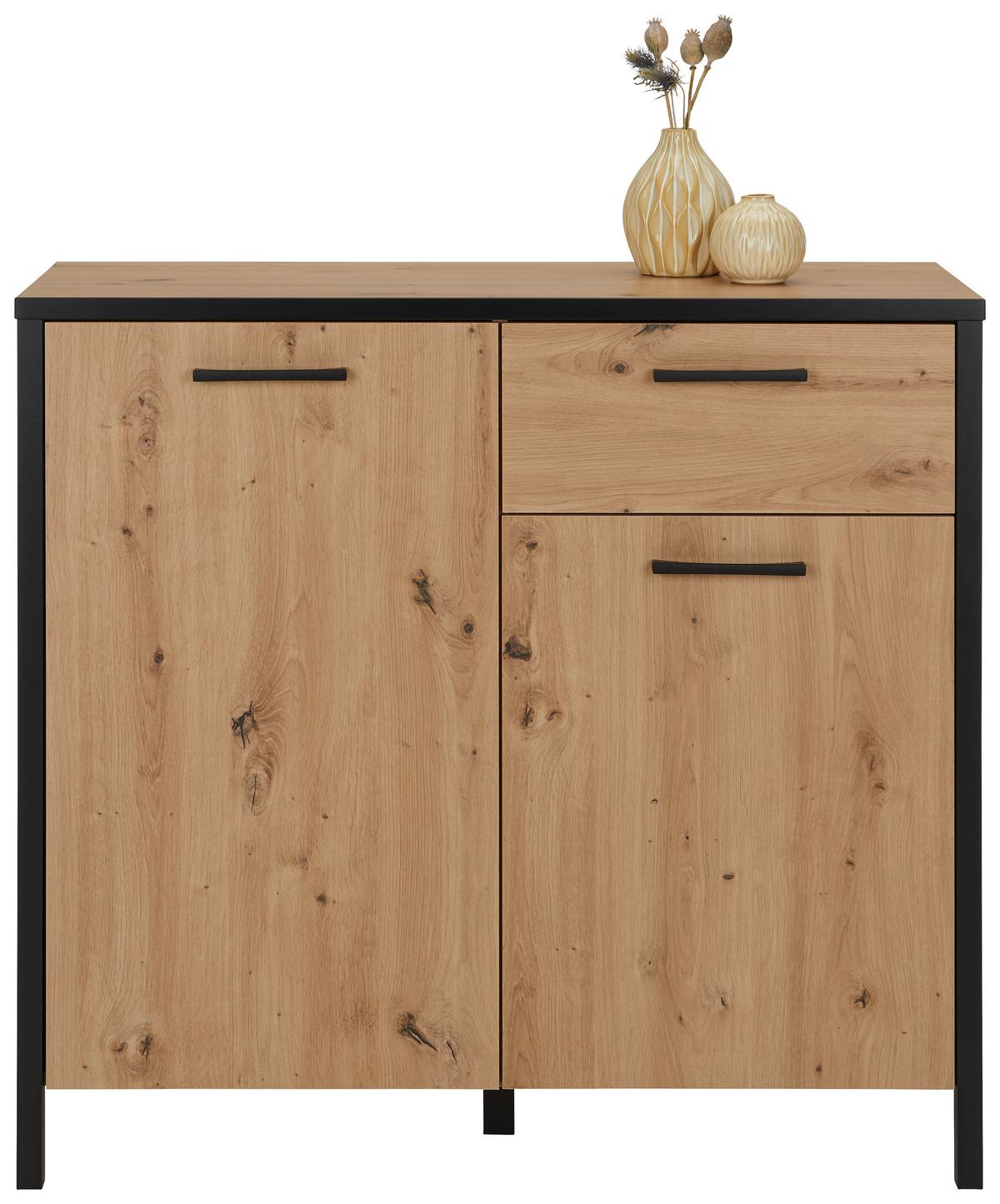 Kommode in Eichefarben/Schwarz - Eichefarben/Schwarz, Lifestyle, Holzwerkstoff/Kunststoff (95/88/40cm) - Mömax