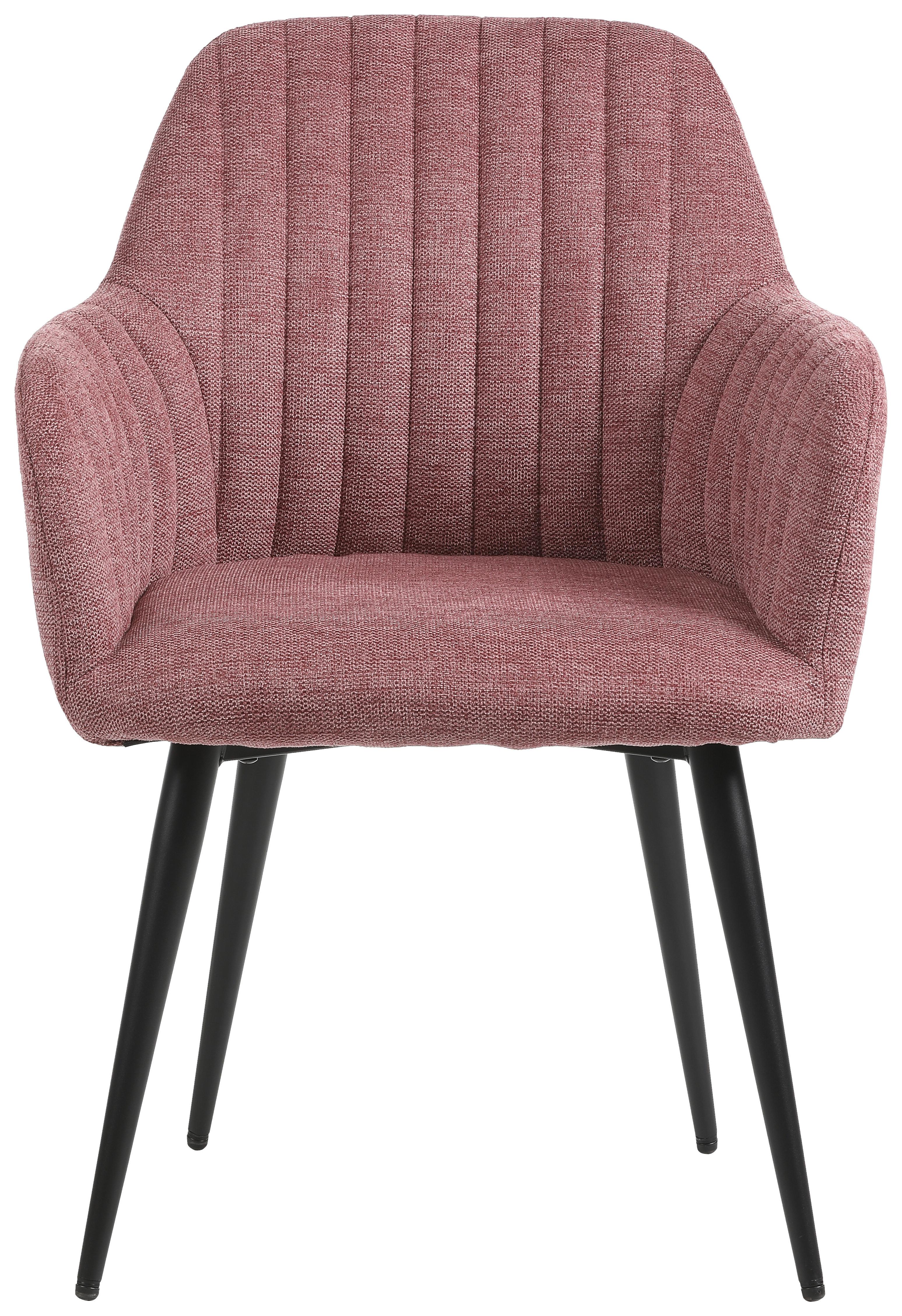 Armlehnstuhl Martha in Rosa/Schwarz - Beere/Schwarz, Modern, Textil/Metall (57/83,5/58cm) - Mömax