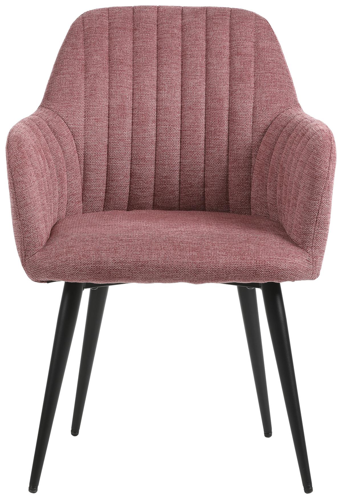 chaise accoudoirs in Rosa/Schwarz - Beere/Schwarz, Modern, Textil/Metall (57/83,5/58cm) - Mömax