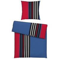 Bettwäsche Anton Blau/Rot ca. 135x200cm - Blau/Rot, KONVENTIONELL, Textil (135/200cm) - Modern Living