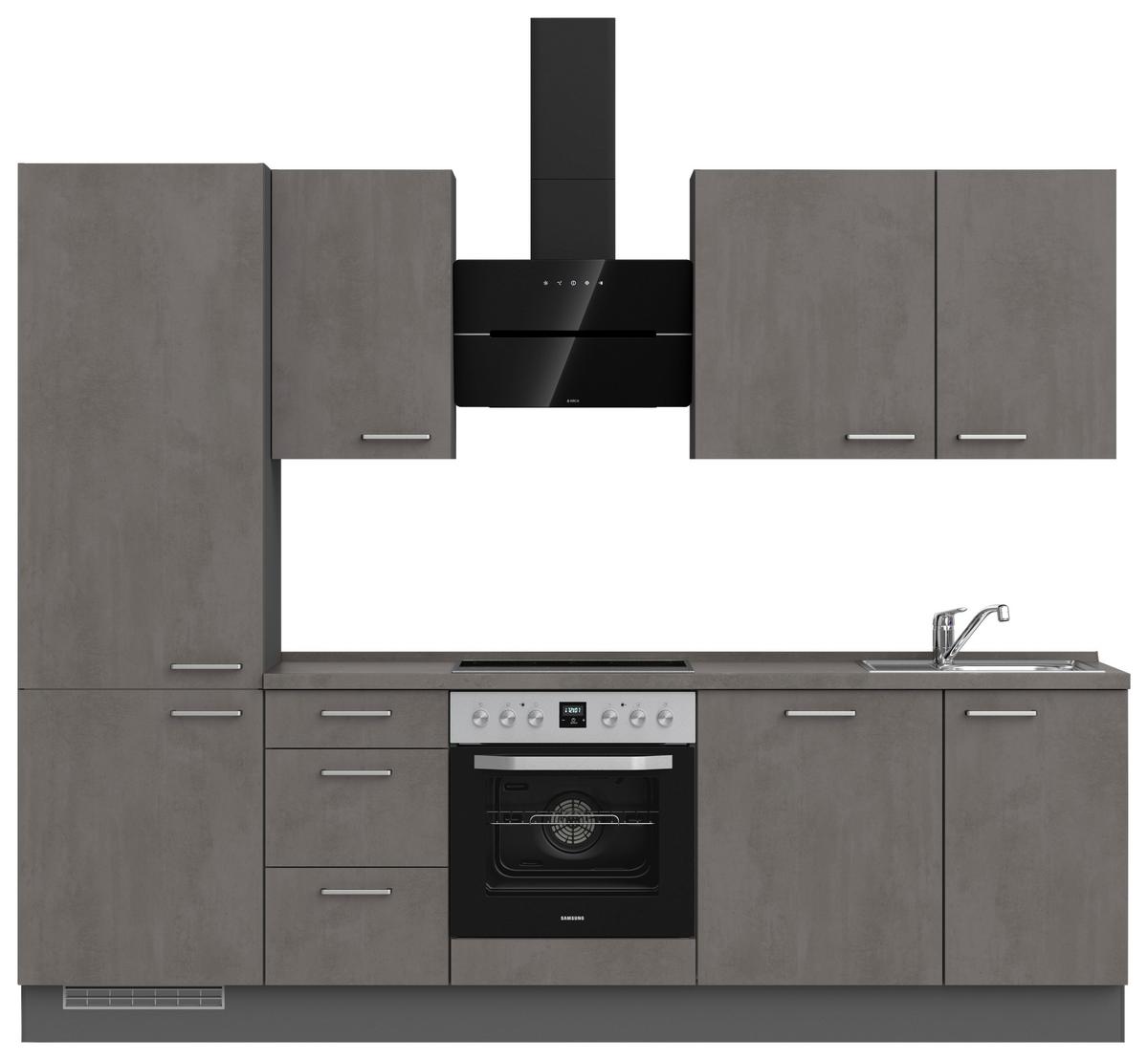 Küchenblock Riva High m. Geräten Schieferfarben - Schieferfarben/Edelstahlfarben, MODERN, Holzwerkstoff/Metall (270cm) - Nobilia