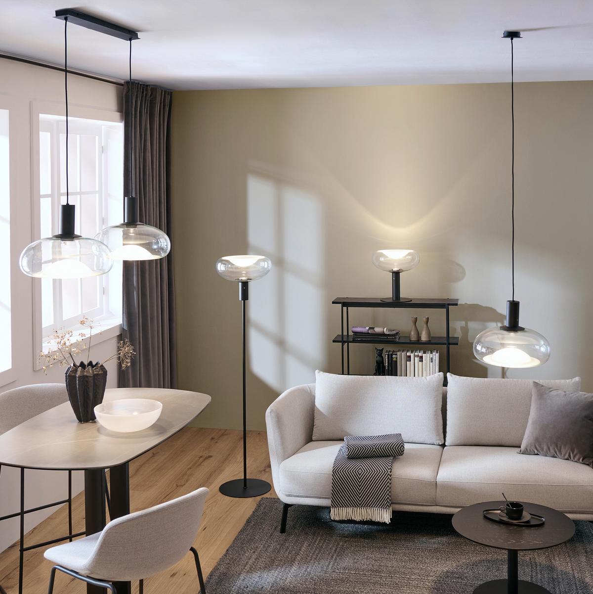 LAMPA WISZĄCA LUNE *DK* - czarny, Design, metal/szkło (98,5/37/183cm) - Dieter Knoll