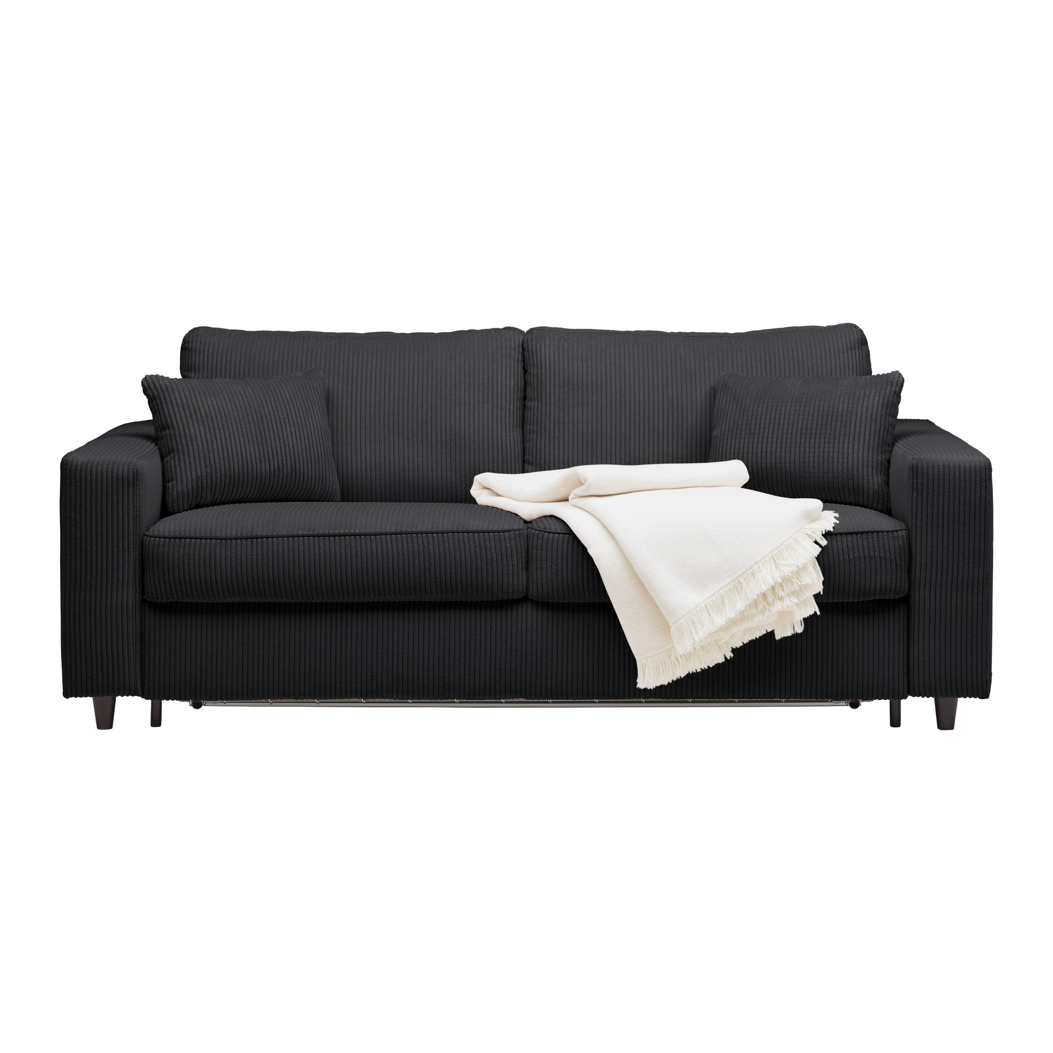 Schlafsofa Agneta Schwarz - Schwarz, MODERN, Holz/Textil (200/83/97cm) - Premium Living