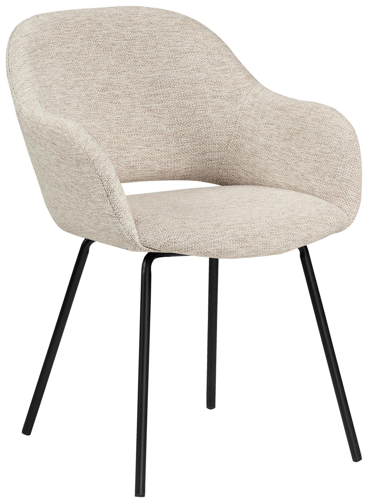 KRZESŁO Z PODŁOKIETNIKAMI LEIDEN - beżowy/czarny, Design, metal/tkanina (59/82/62cm) - Novel