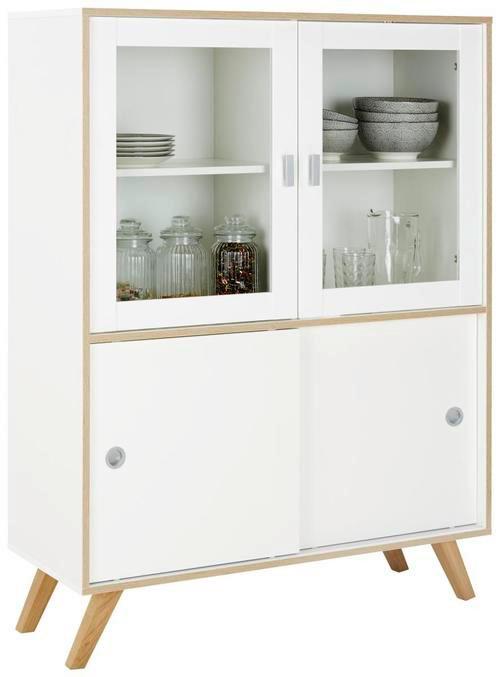 Highboard in Weiss - Weiss/Silberfarben, Modern, Glas/Holzwerkstoff ( 101/146,20/40cm) - Mömax