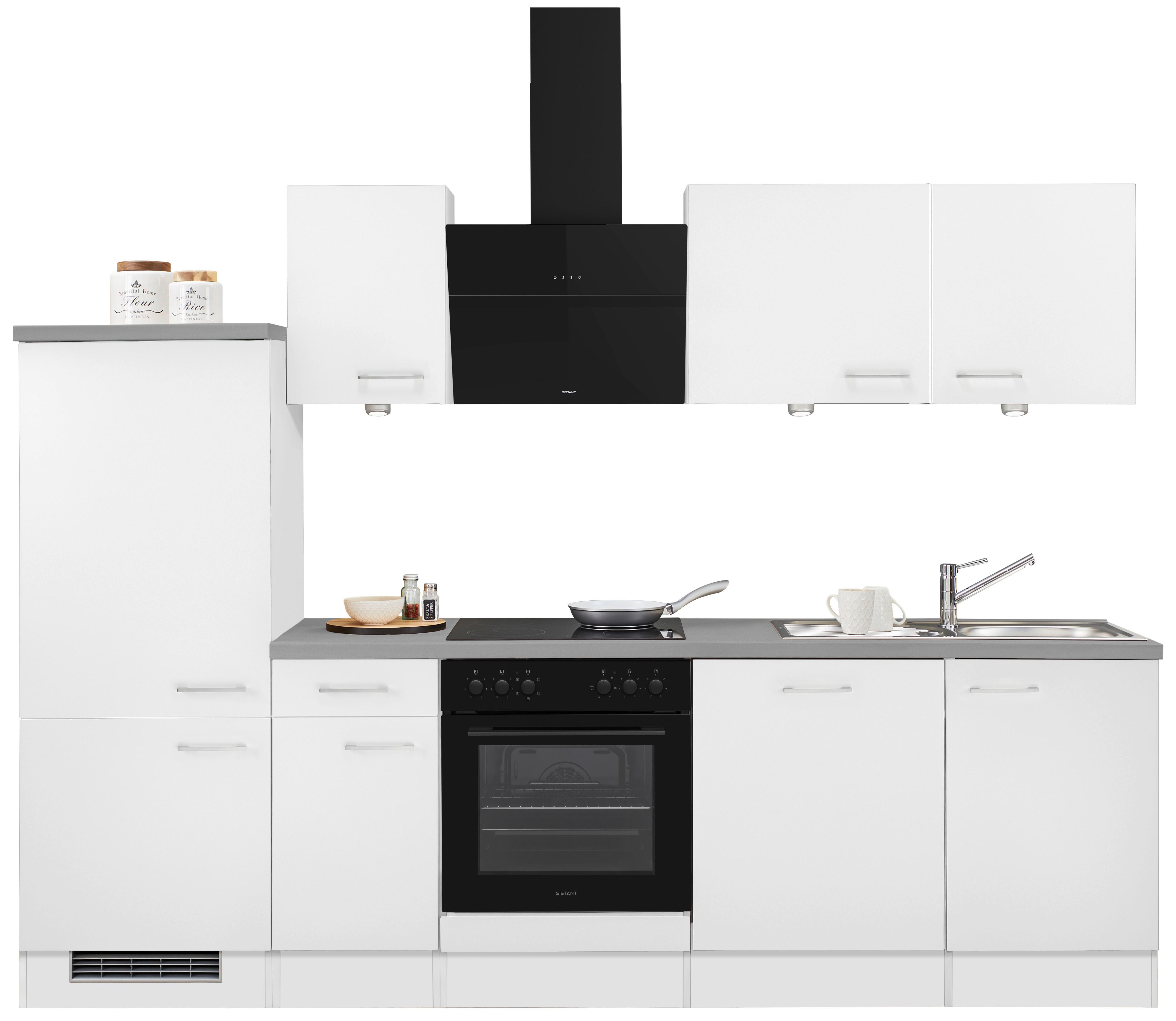 Küchenblock Neo Weiß/Betonoptik - Weiß, MODERN, Holzwerkstoff (270cm) - FlexWell