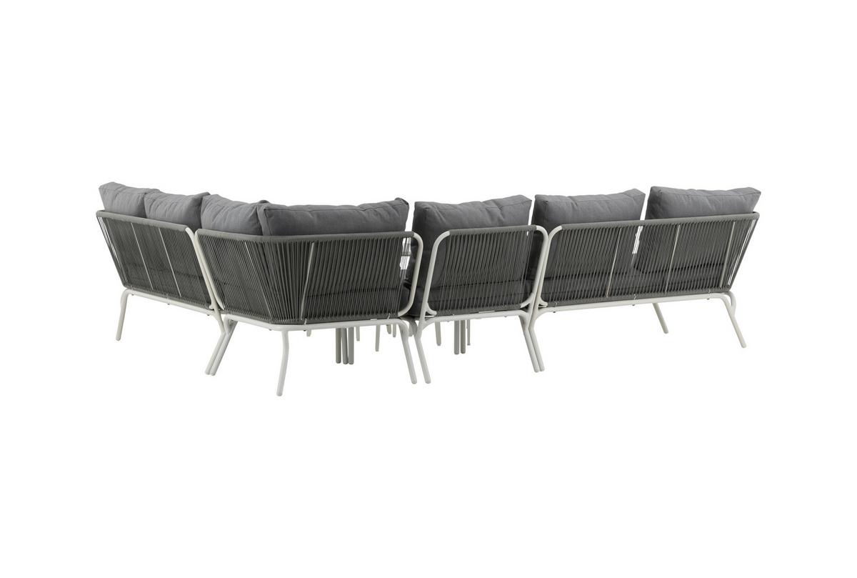 Dining-Loungeset Roxo ca. 283x221 cm Grau/Weiß - Weiß/Grau, KONVENTIONELL, Textil/Metall - Gardenson