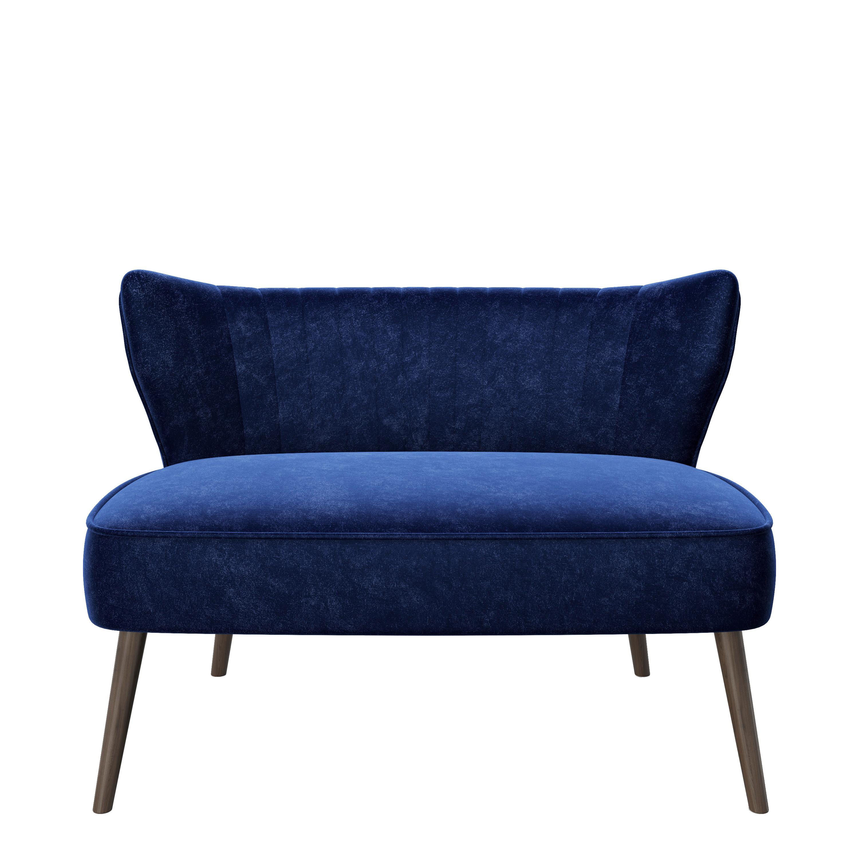 2-Sitzer-Sofa Kelly Blau Vintage-Style - Blau/Walnussfarben, KONVENTIONELL, Kunststoff/Textil (112/76/73cm) - Playboy