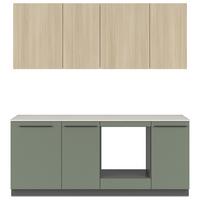 Küchenblock Milino o. E-Geräte Dunkelgrün - Dunkelgrün/Eichefarben, Basics, Holzwerkstoff/Kunststoff (210cm) - Visiona