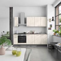 Küchenblock Riva Low m. Geräten Weiß - Schieferfarben/Edelstahlfarben, MODERN, Holzwerkstoff/Metall (240cm) - Nobilia