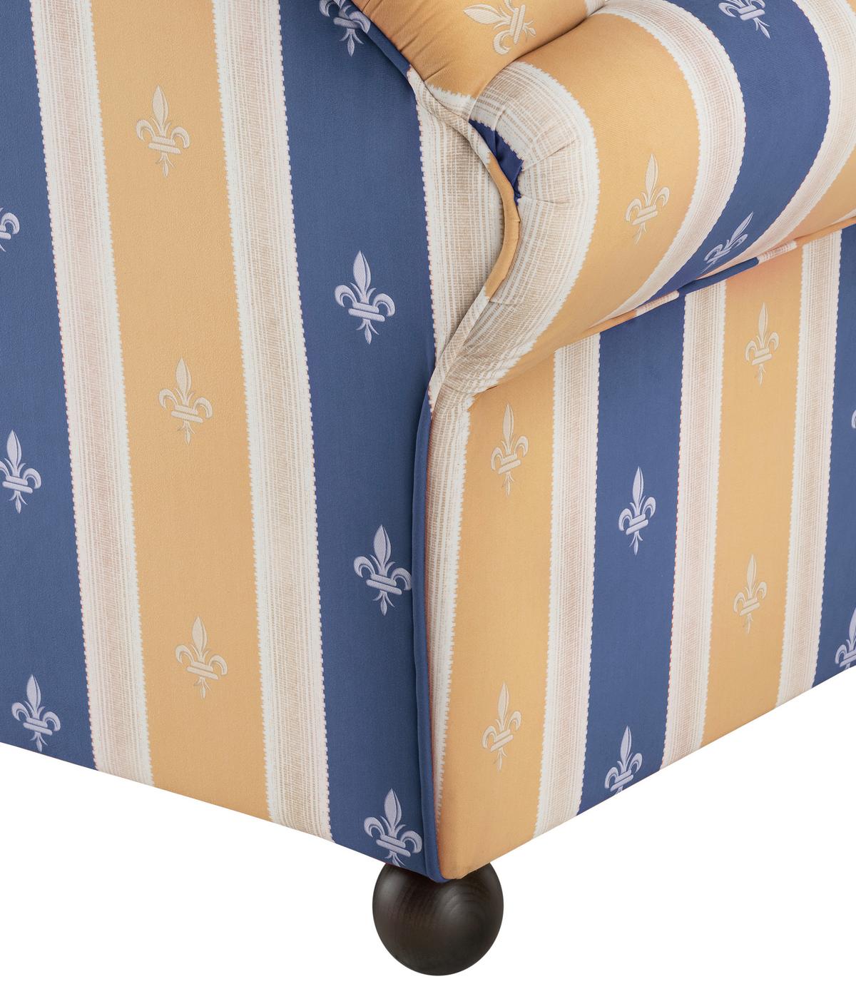 2,5-Sitzer-Sofa Torello Blau Mikrofaser - Blau/Wengefarben, KONVENTIONELL, Holz/Textil (198/84/80cm) - Livetastic