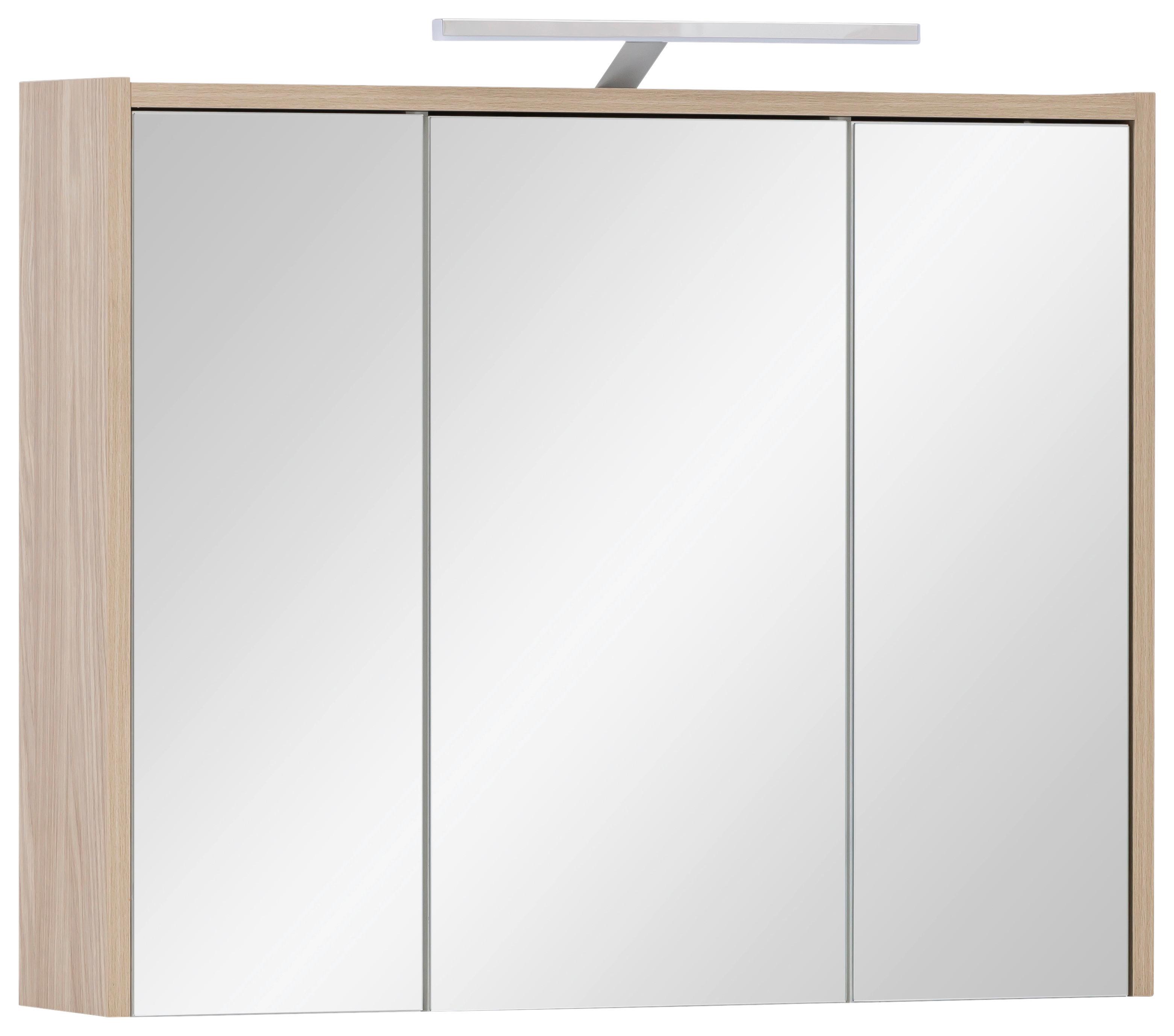 Spiegelschrank Flag mit LED ca. 75x64 cm Eiche - MODERN, Glas/Holzwerkstoff (74,5/64/16cm) - MID.YOU