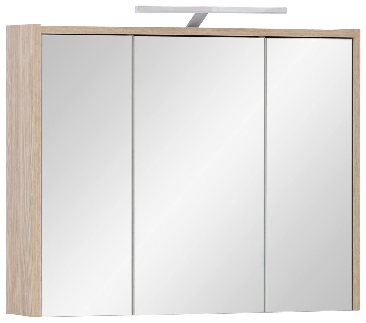 Spiegelschrank Flag mit LED ca. 75x64 cm Eiche - MODERN, Glas/Holzwerkstoff (74,5/64/16cm) - MID.YOU
